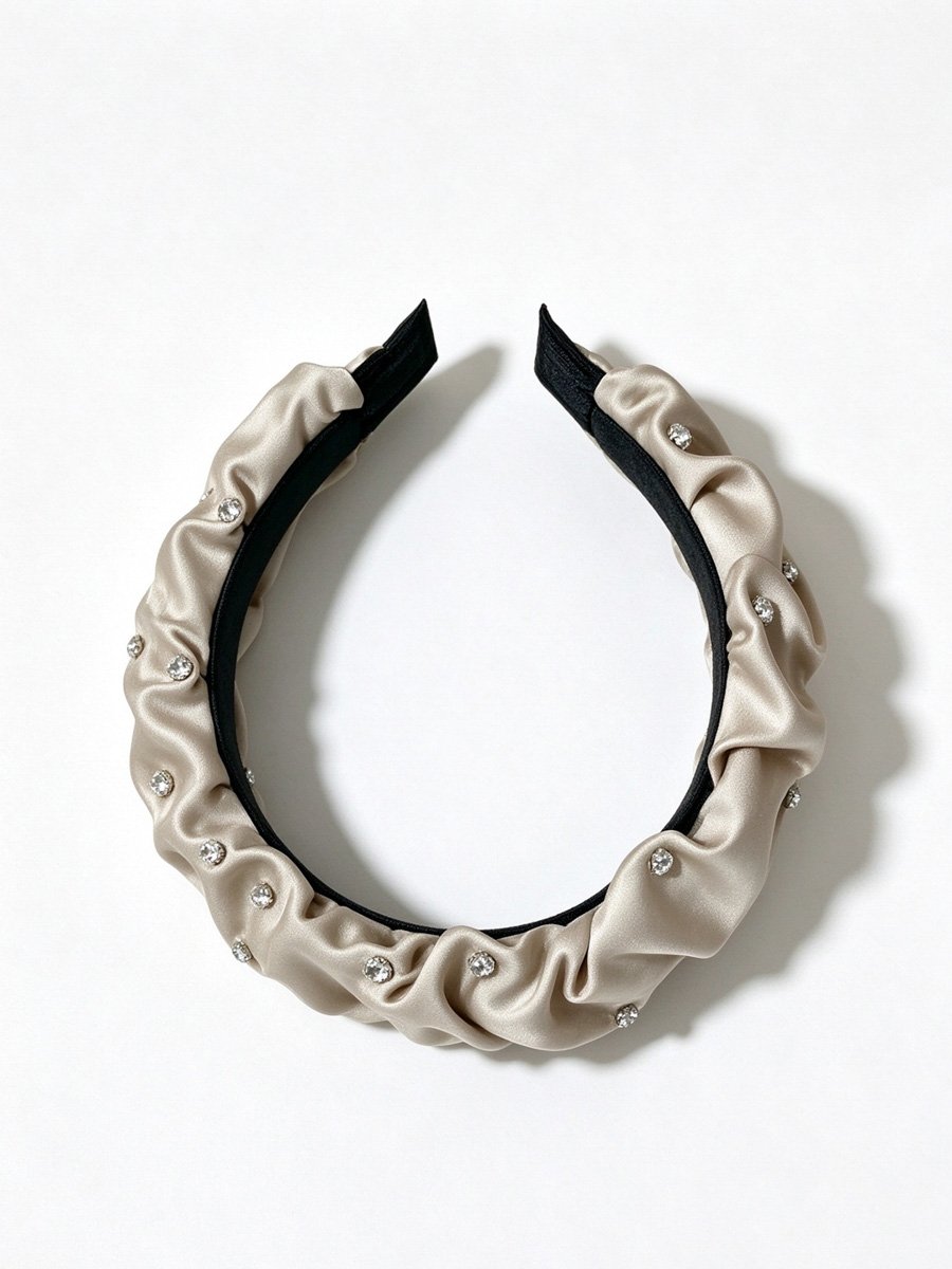 Pleated Headband with Rhinestone Accents