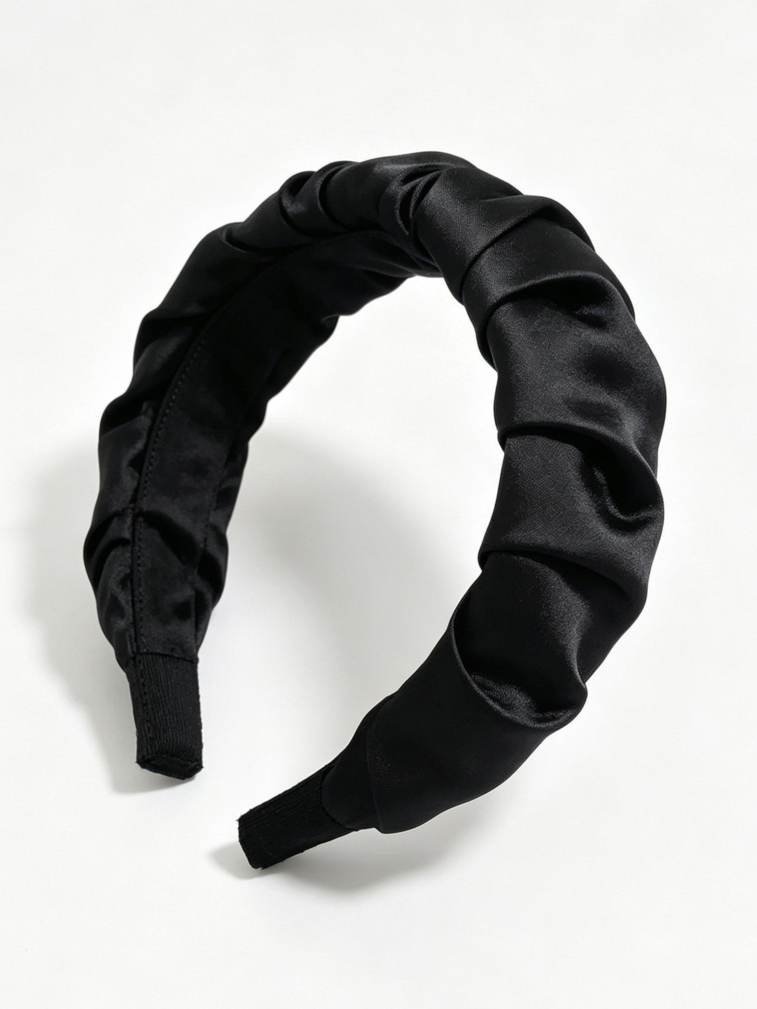 French Satin Pleated Solid Color Headband