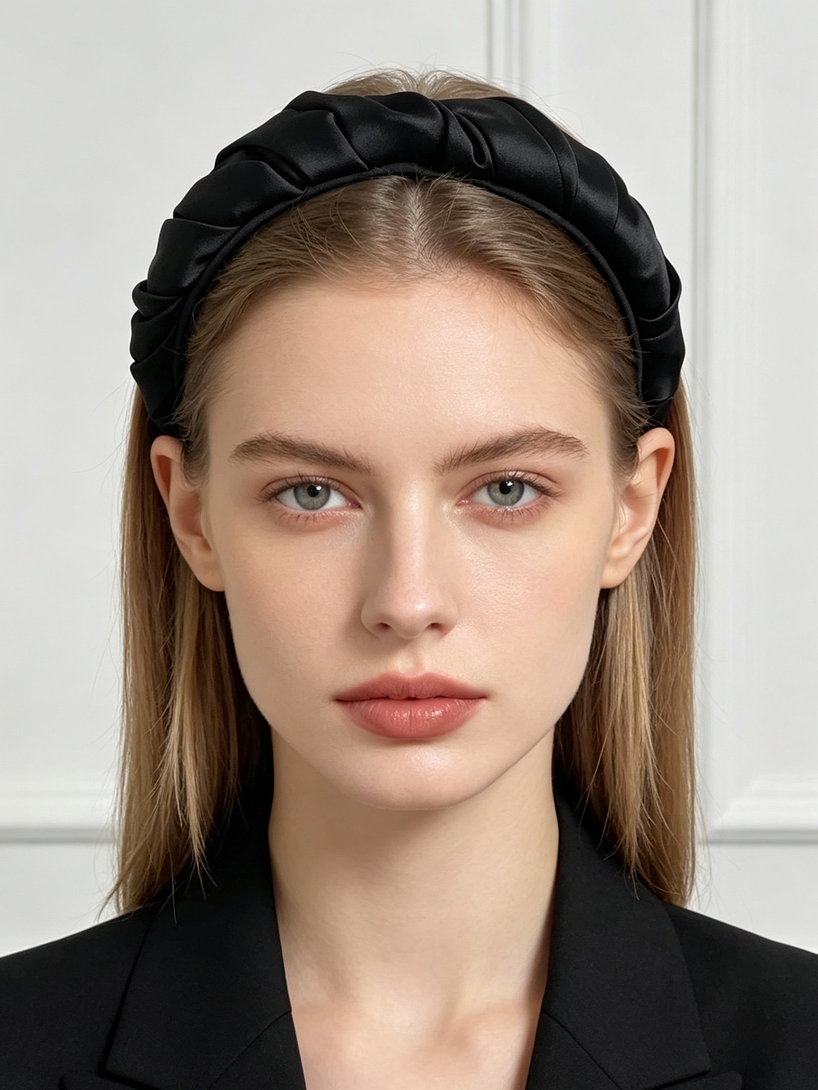 French Satin Pleated Solid Color Headband