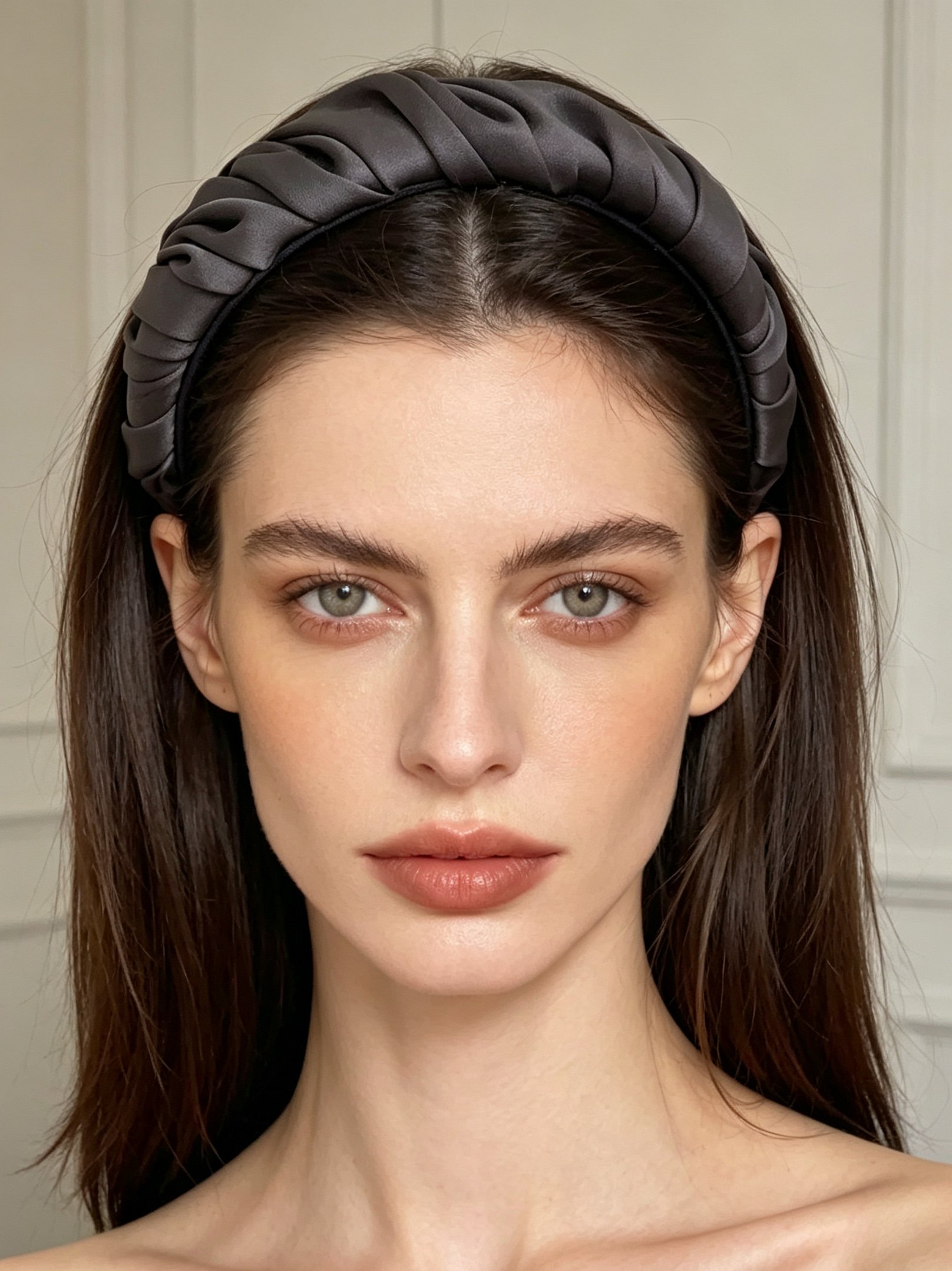 French Satin Pleated Solid Color Headband