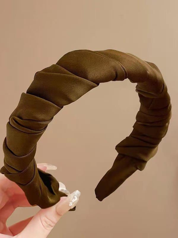 French Satin Pleated Solid Color Headband