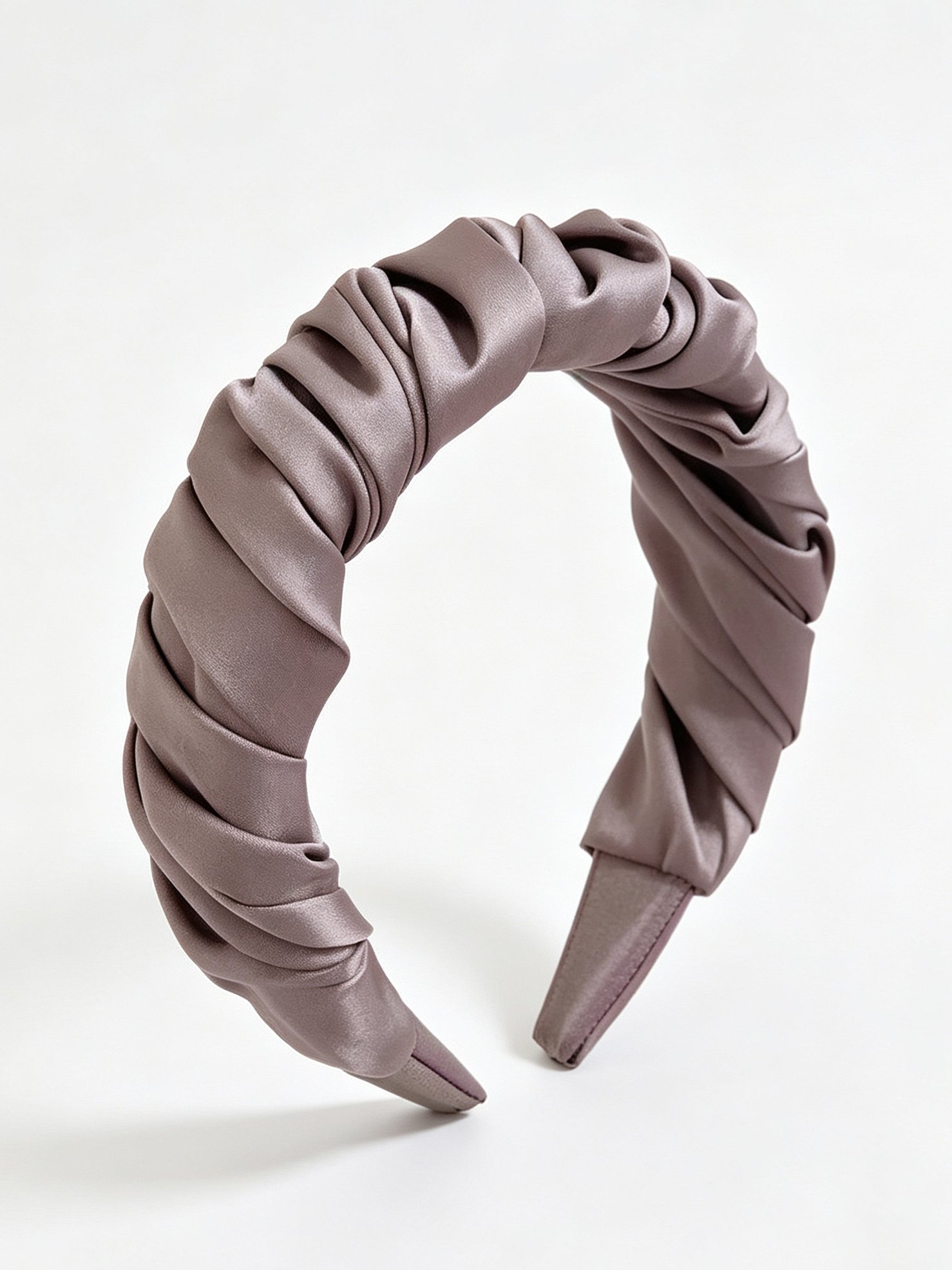French Satin Pleated Solid Color Headband
