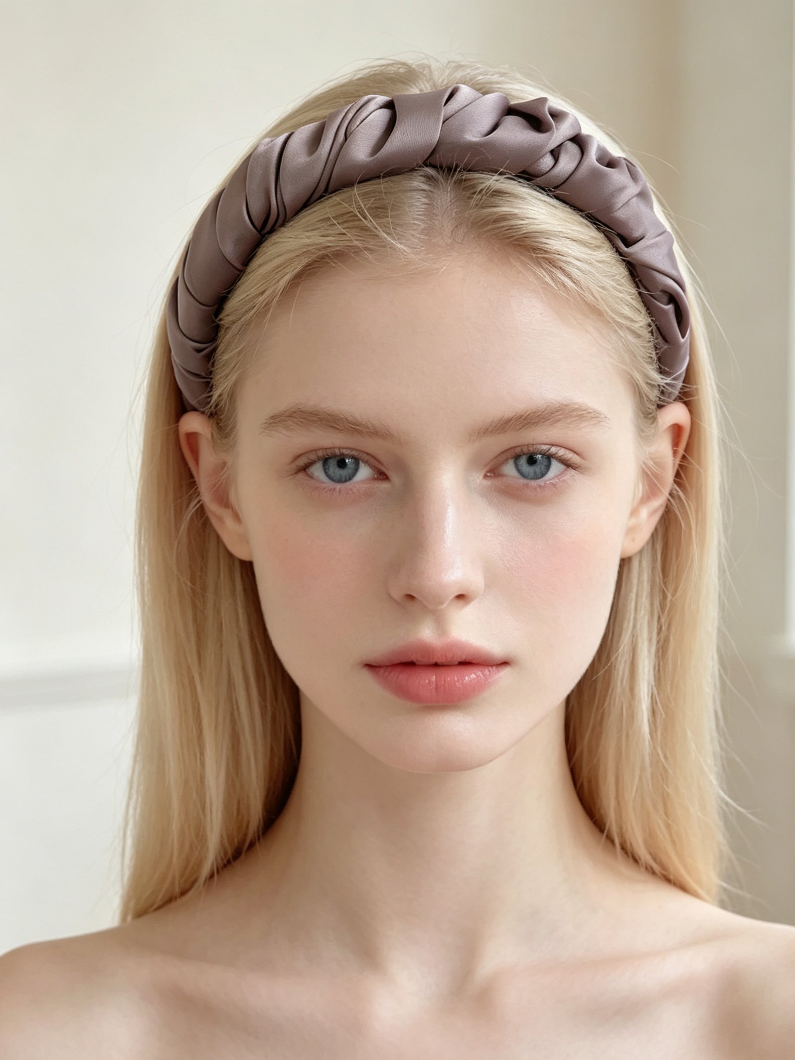 French Satin Pleated Solid Color Headband
