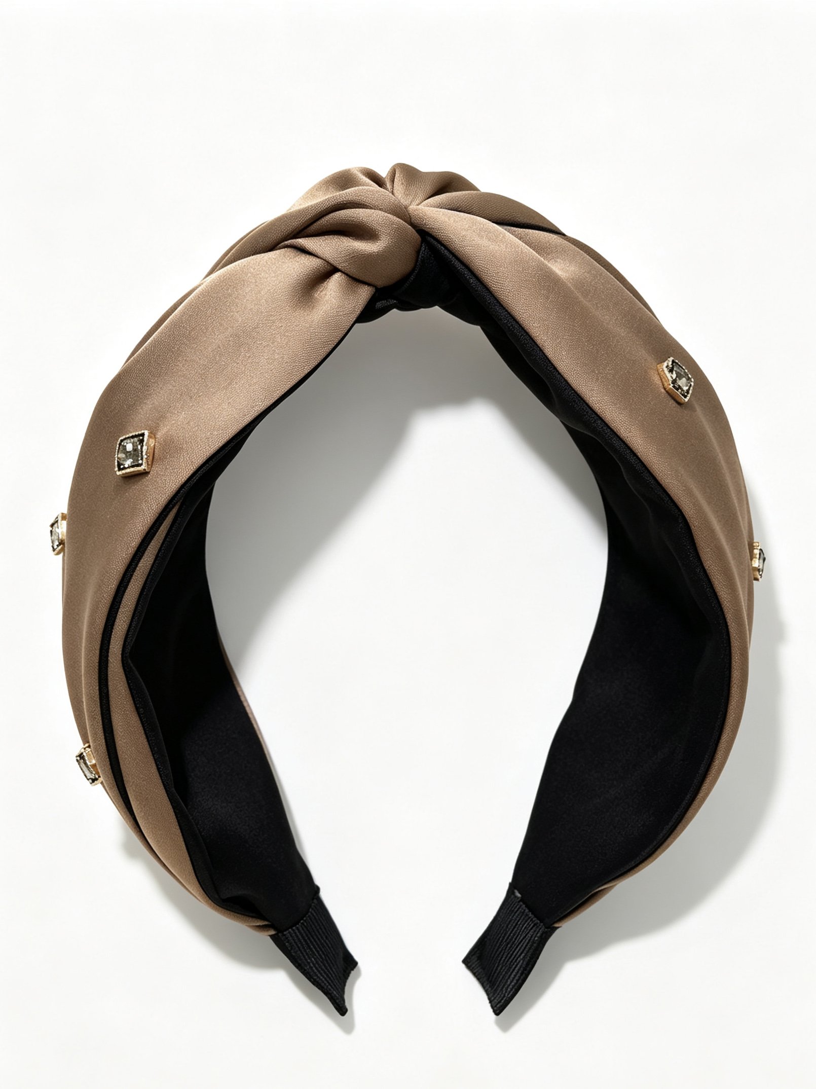 Khaki Jeweled Knot Headband