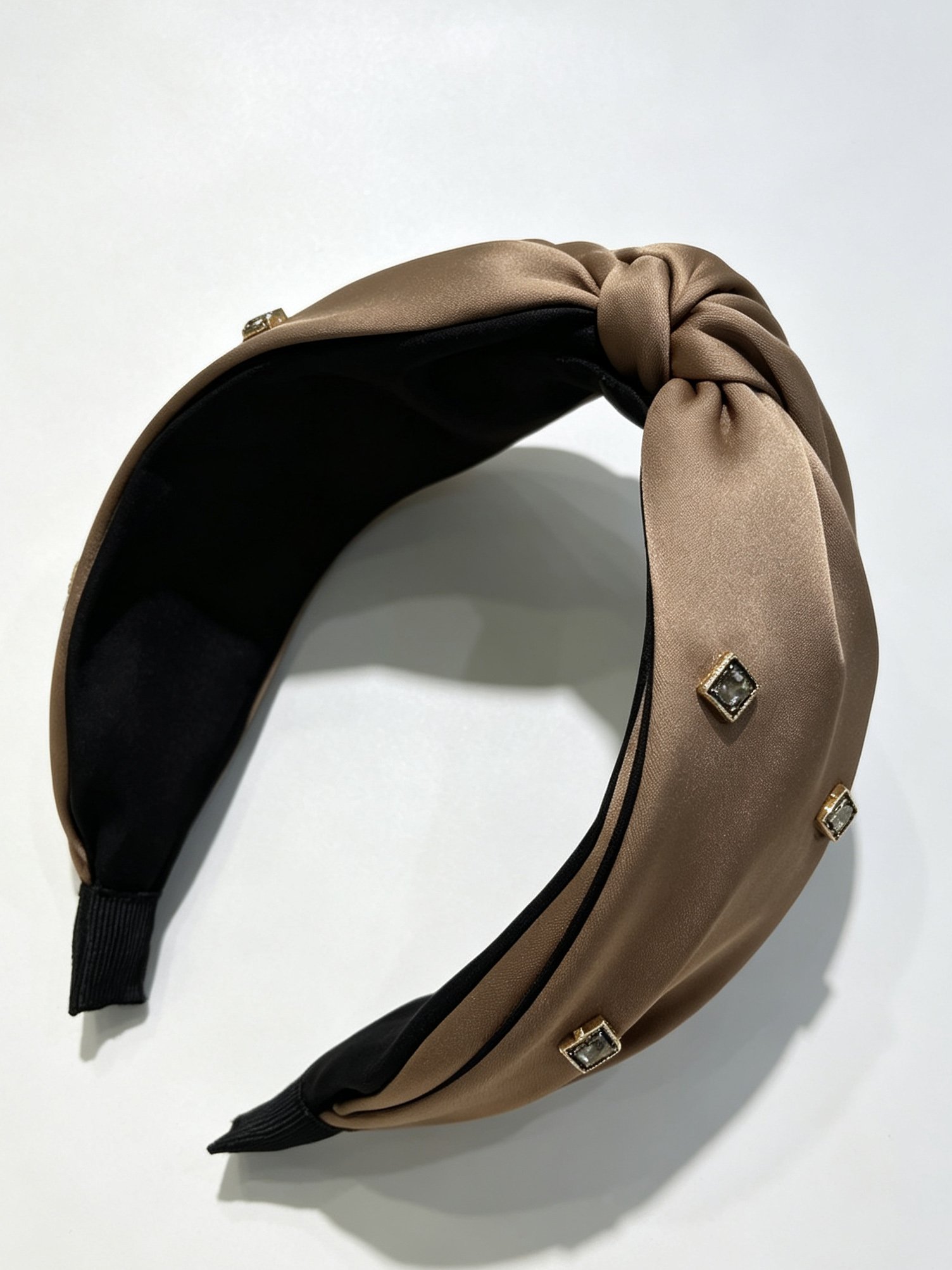Khaki Jeweled Knot Headband