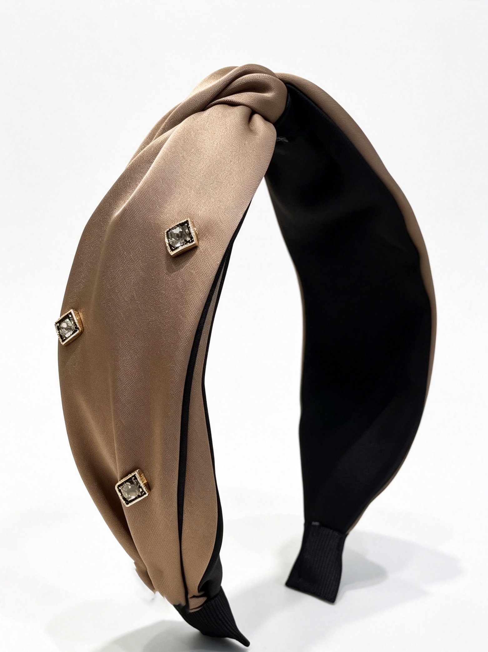 Khaki Jeweled Knot Headband