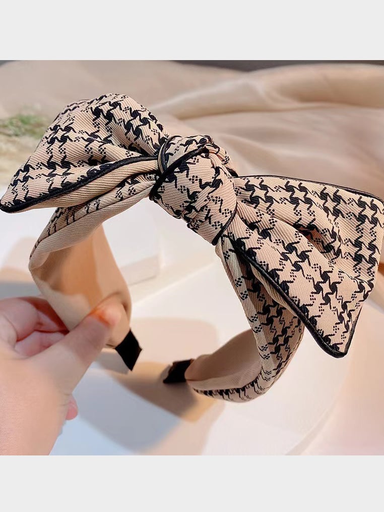 Bow Wide Plaid Headband