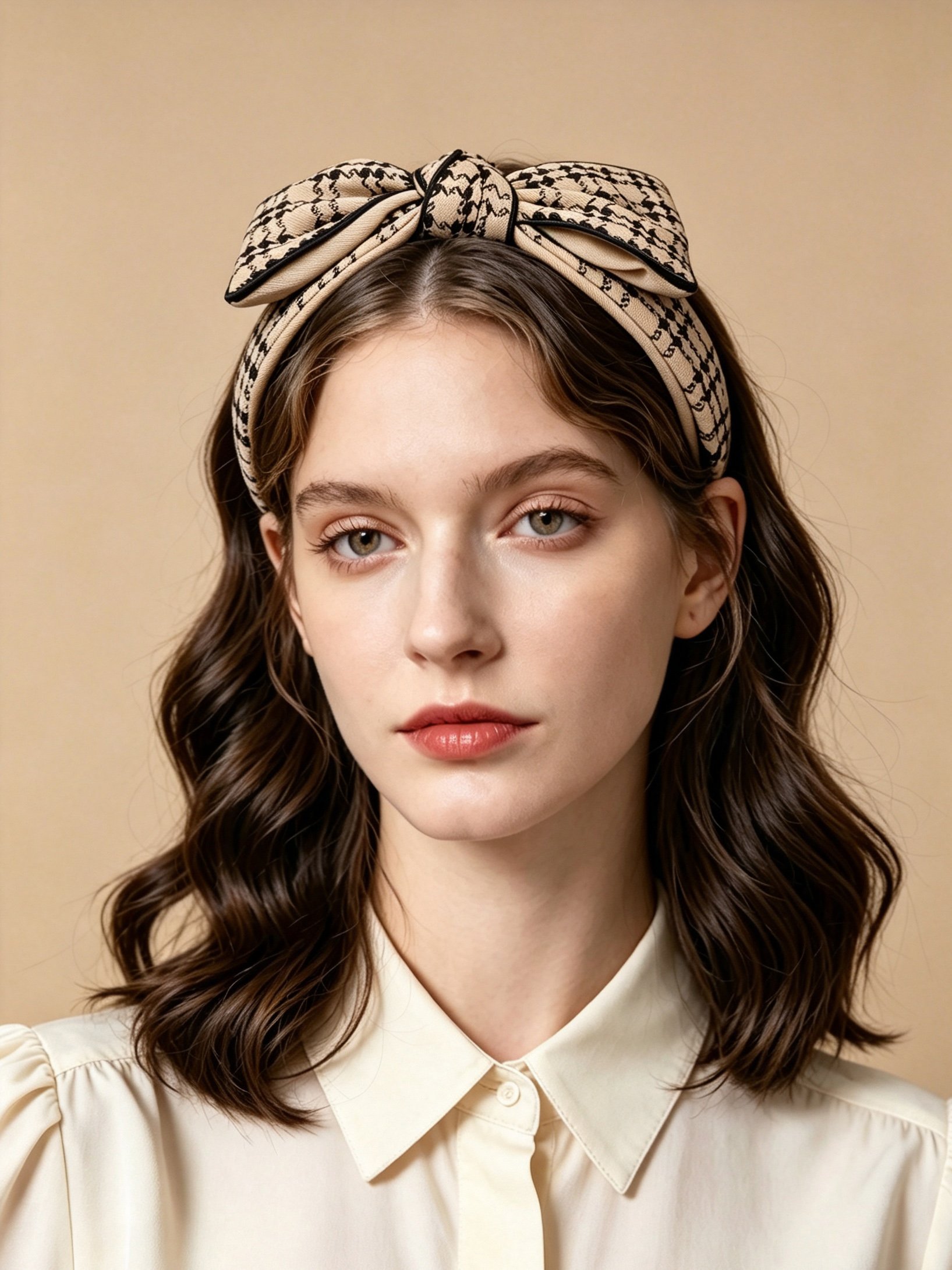 Bow Wide Plaid Headband