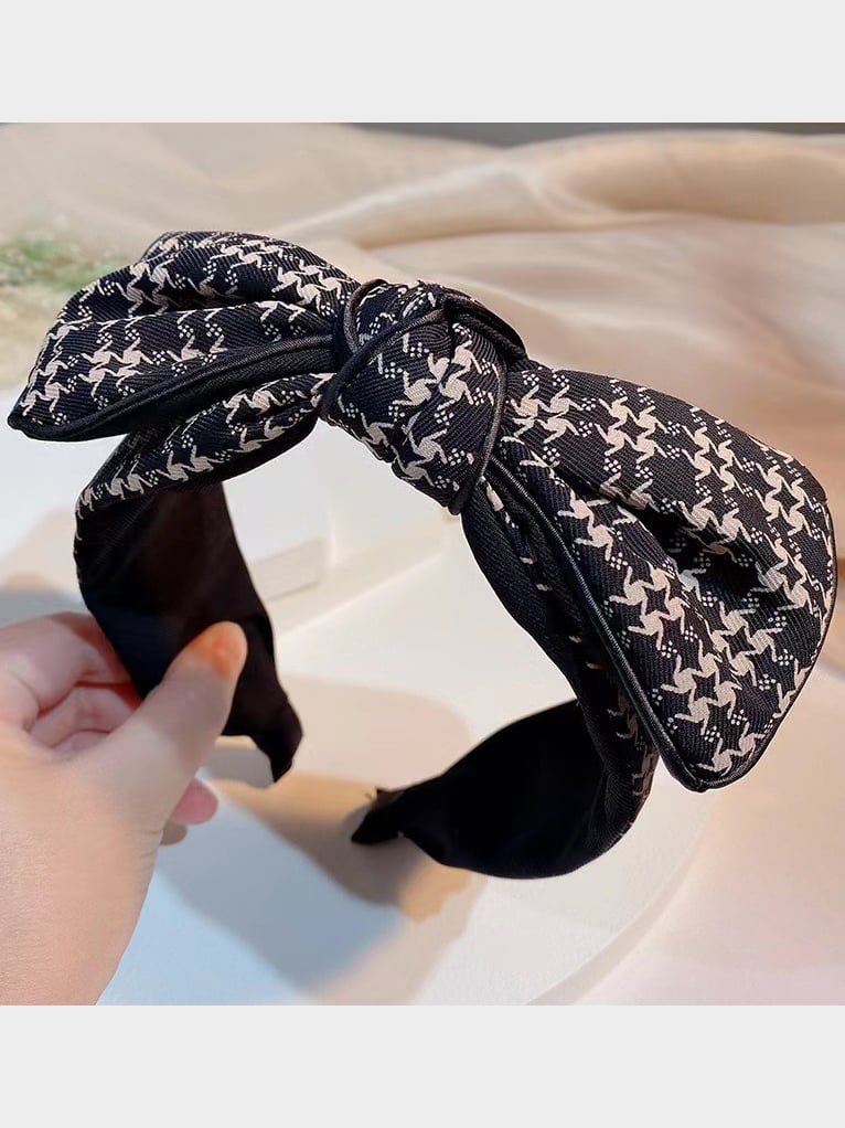 Bow Wide Plaid Headband