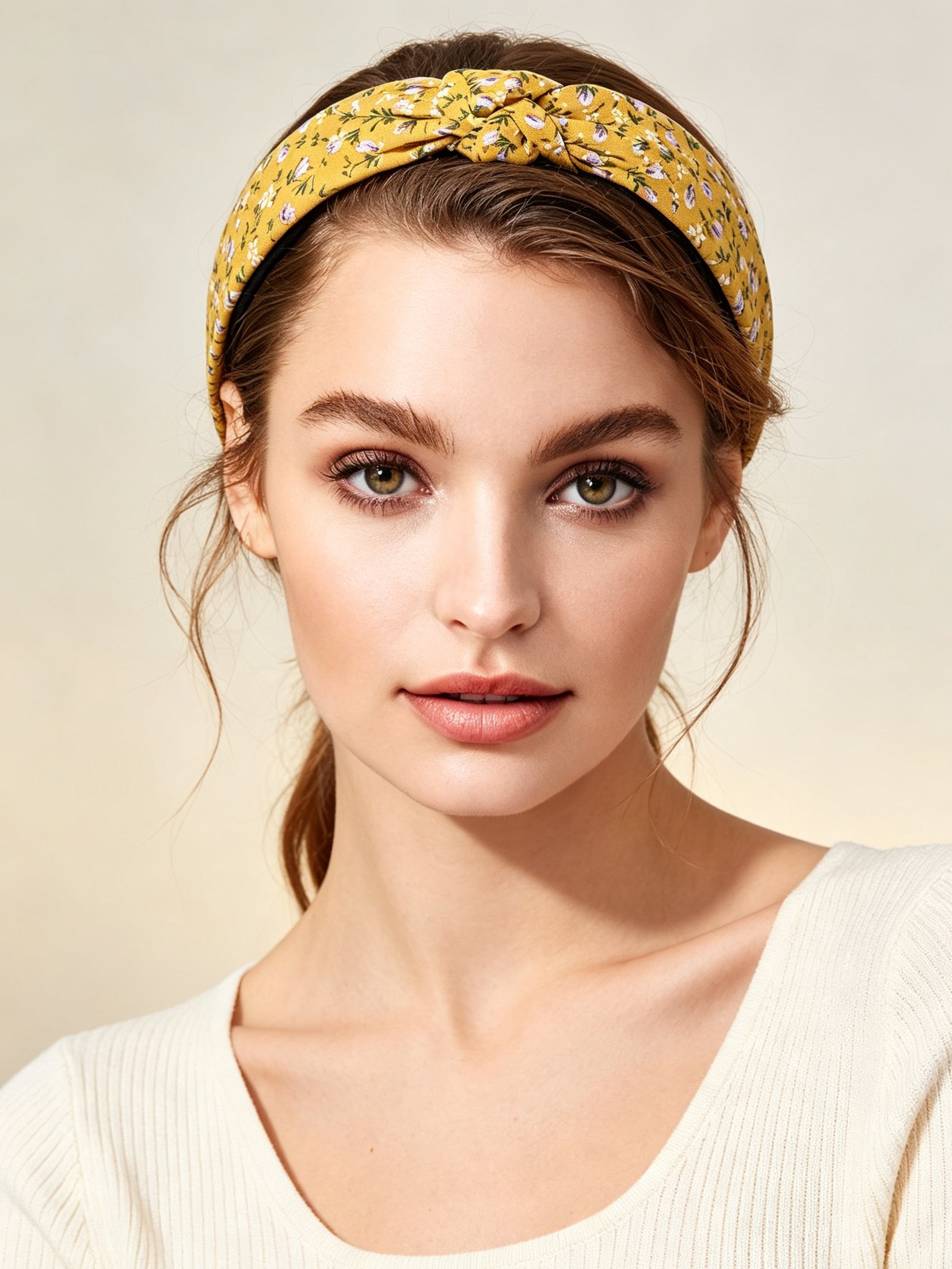 Floral Print Wide Knotted Headband