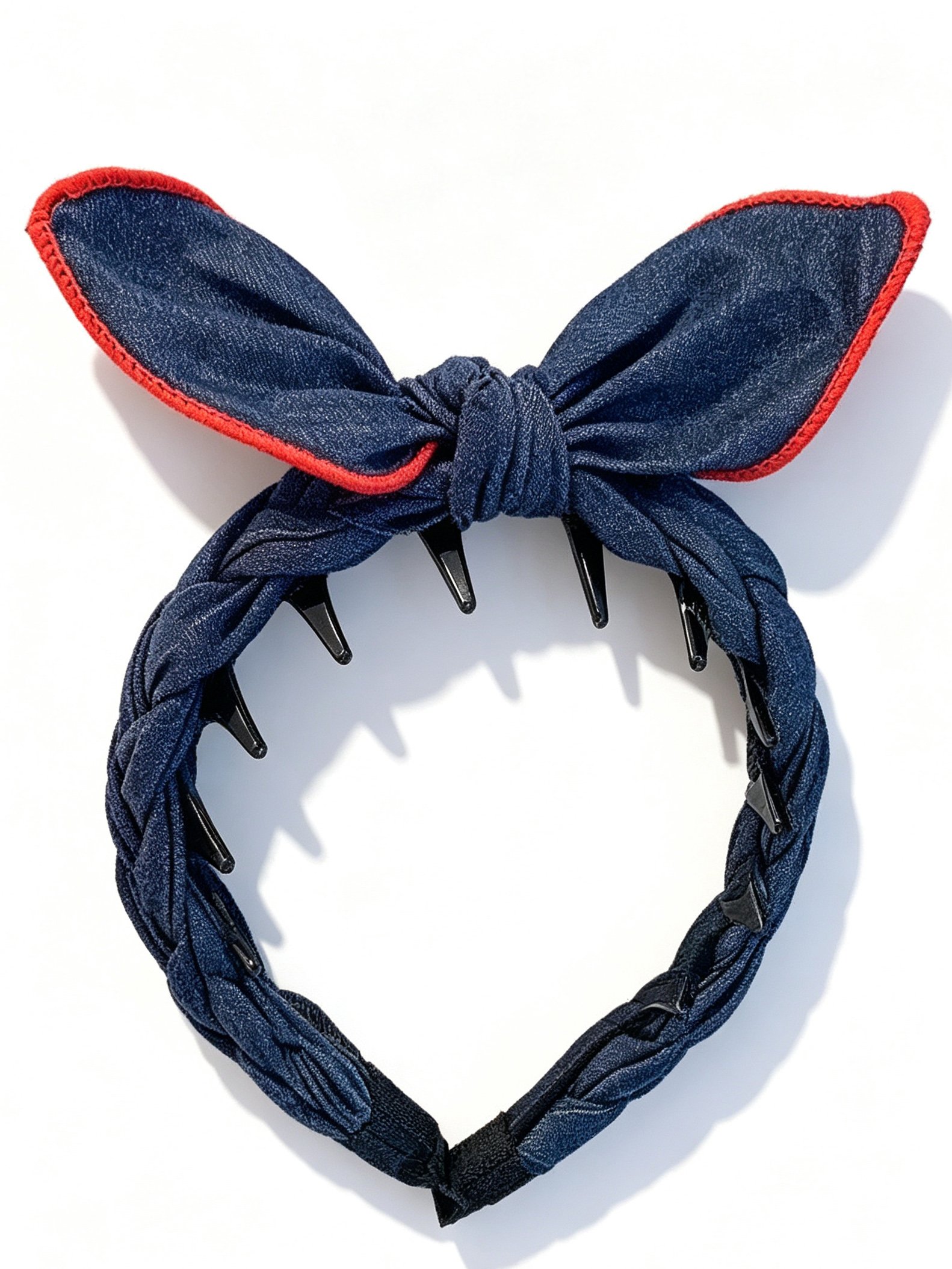 Denim Bunny Ear Toothed Headband