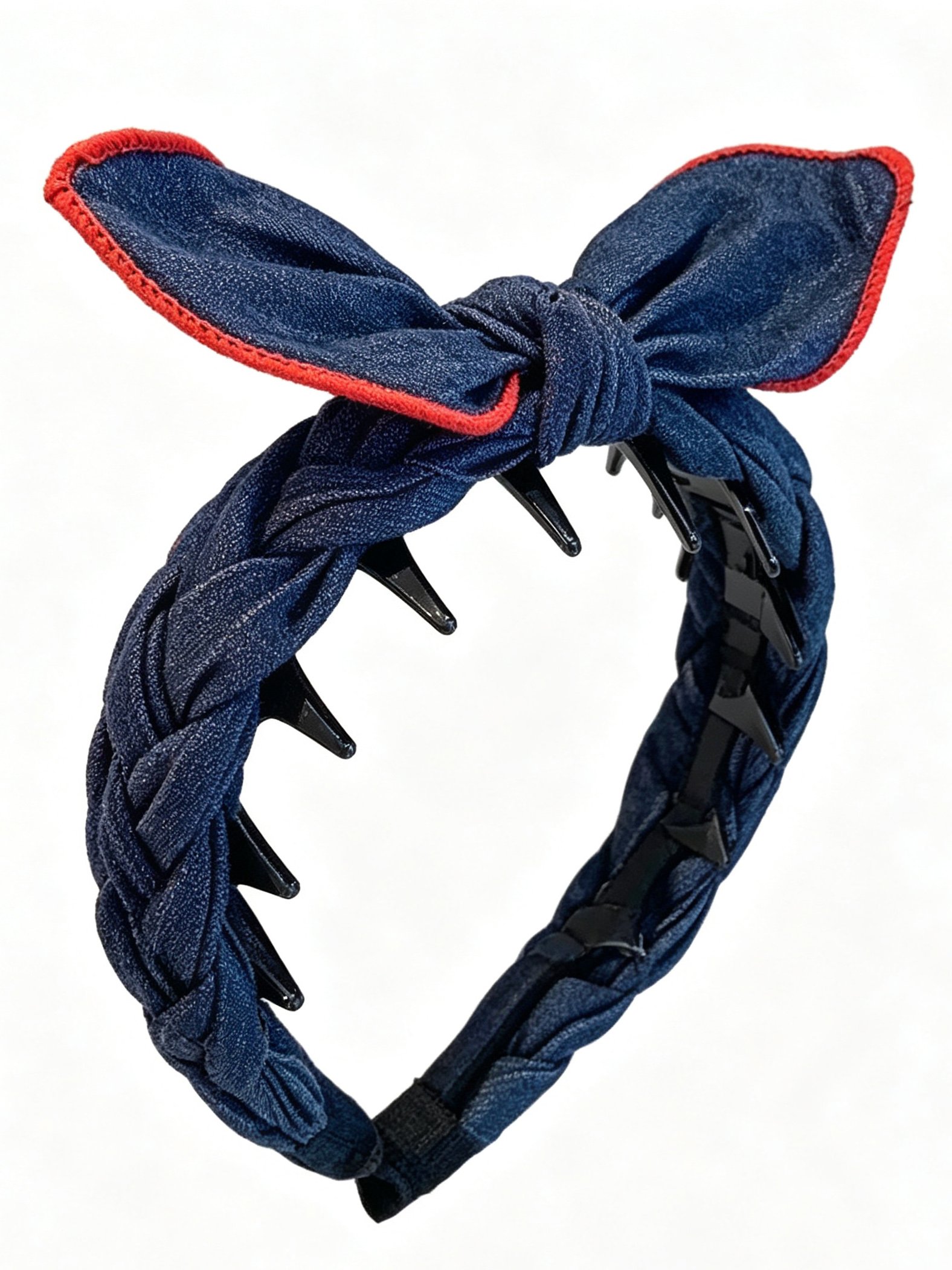 Denim Bunny Ear Toothed Headband