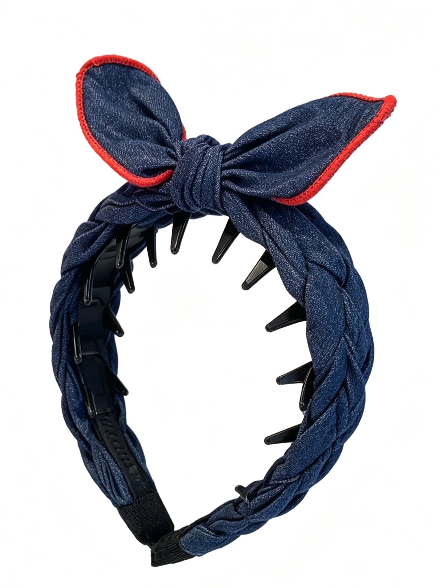 Denim Bunny Ear Toothed Headband