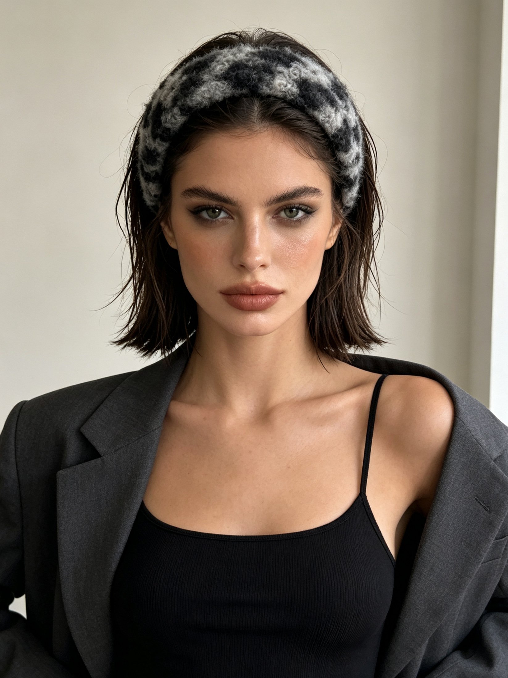 Faux Leather Pleated Wide Headband