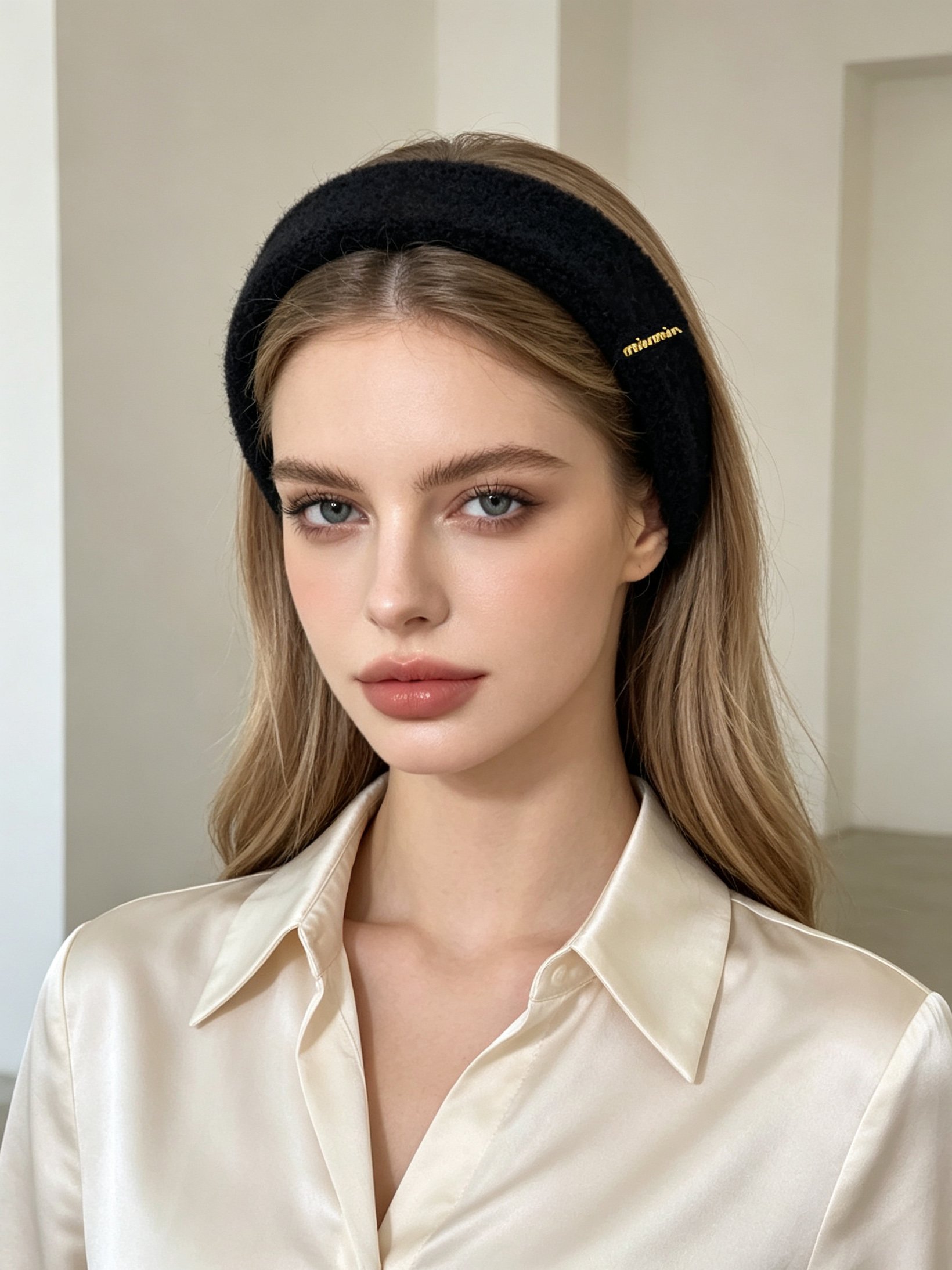 Plush Letter Gold Tag Headband