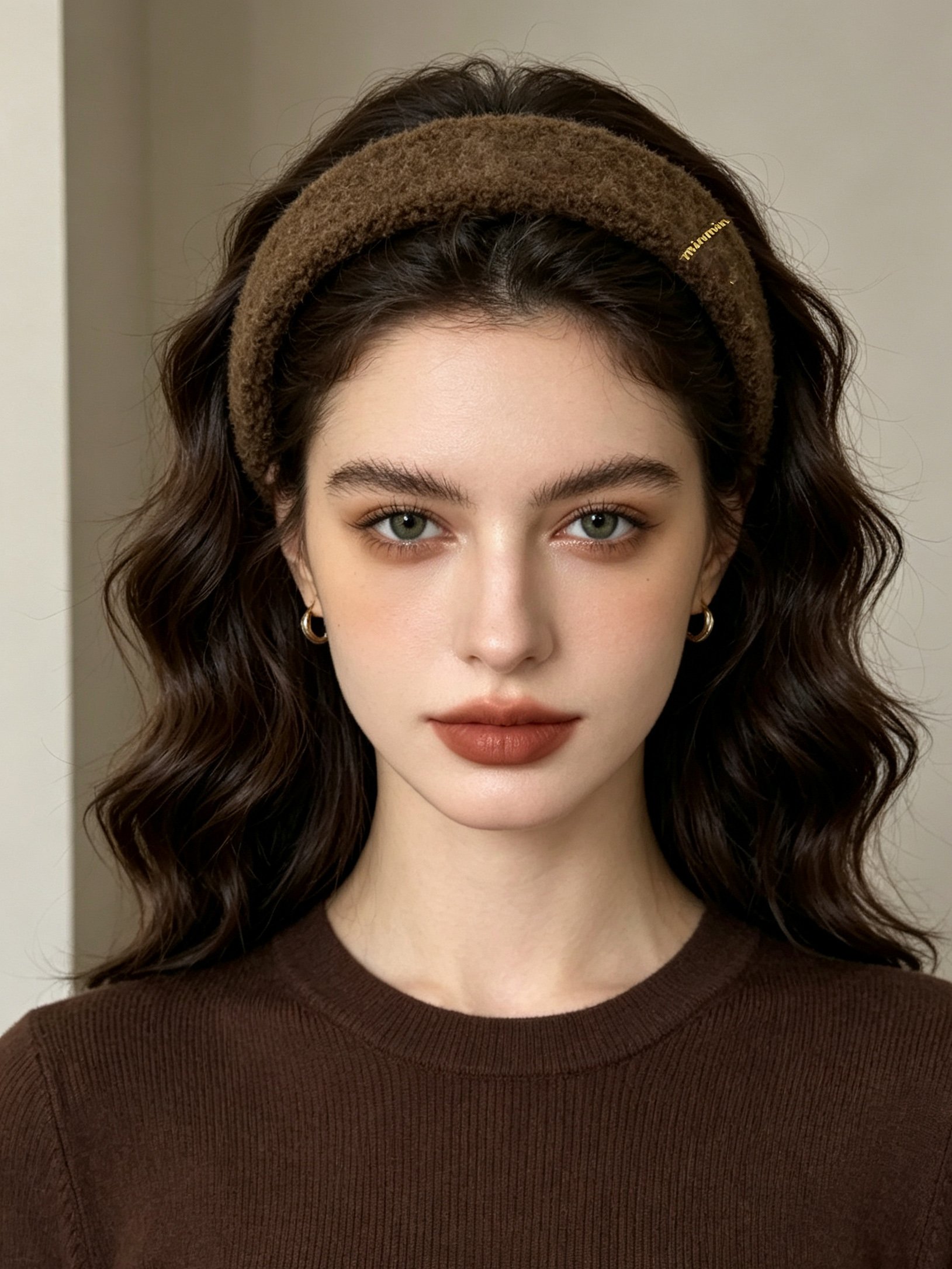 Plush Letter Gold Tag Headband