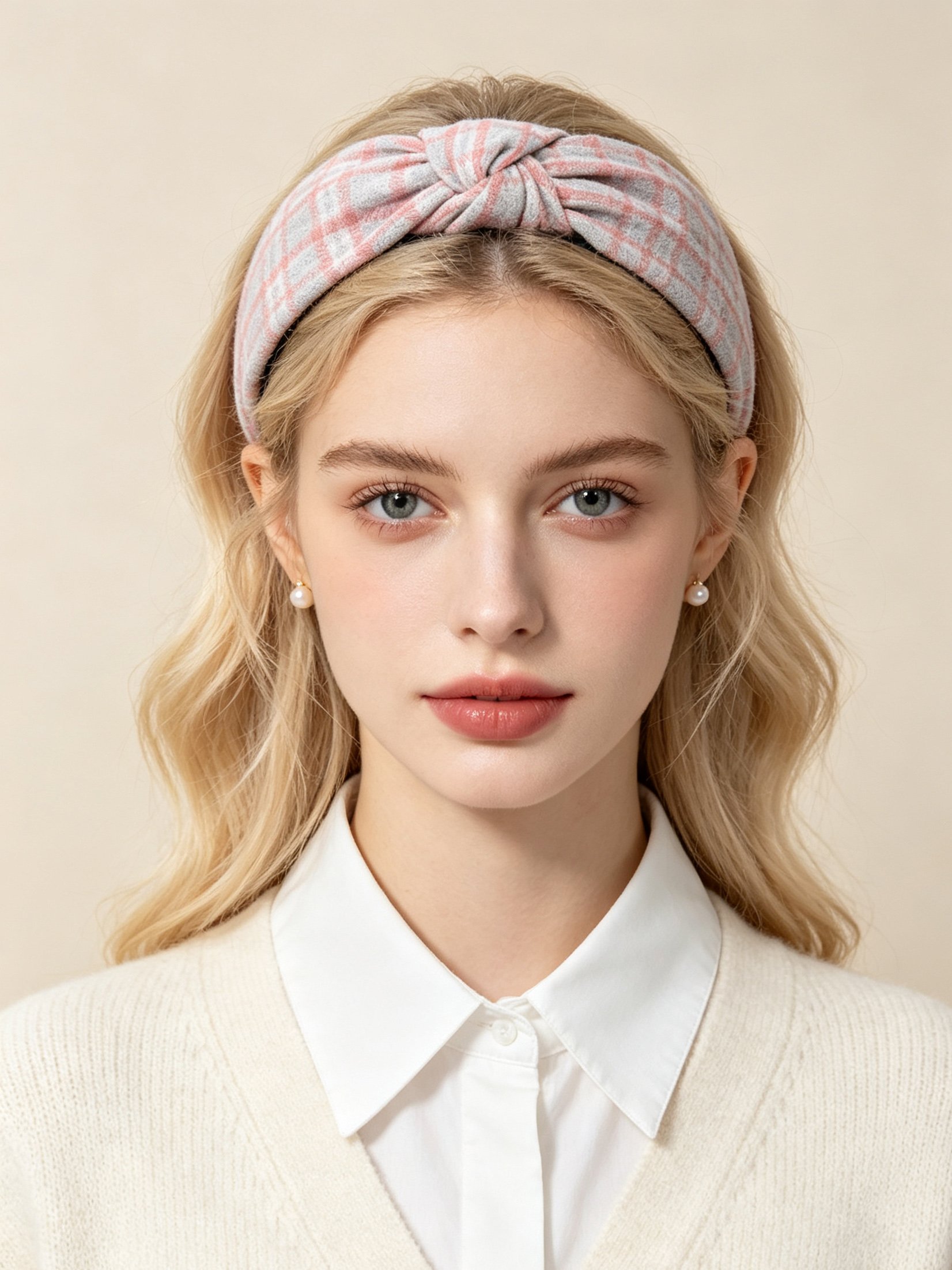Cross Plaid Knot Headband