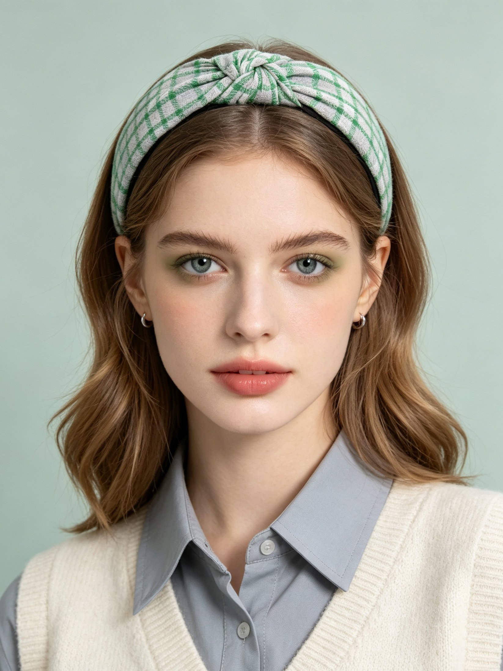 Cross Plaid Knot Headband