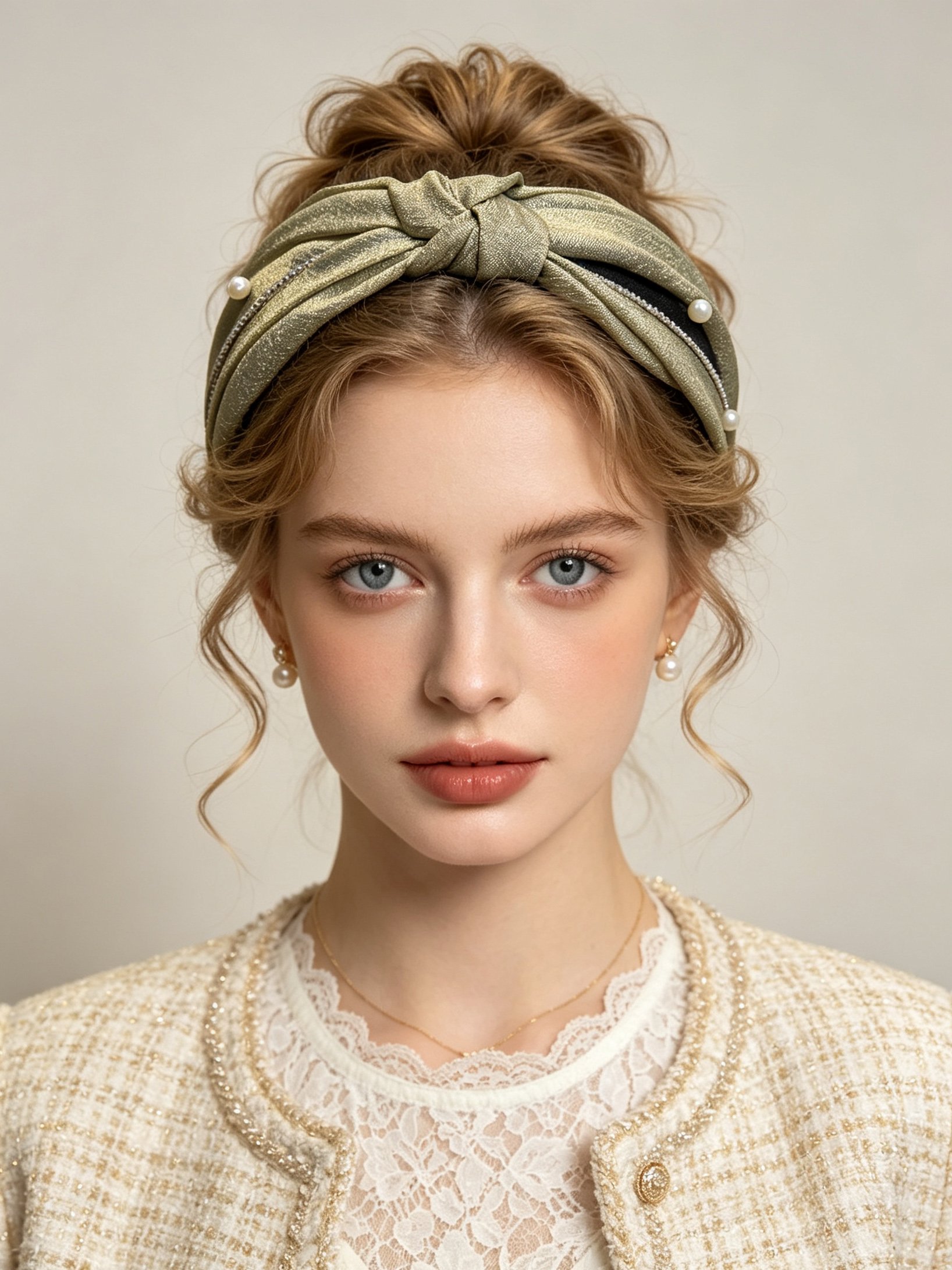French Beaded Chain Wide Headband