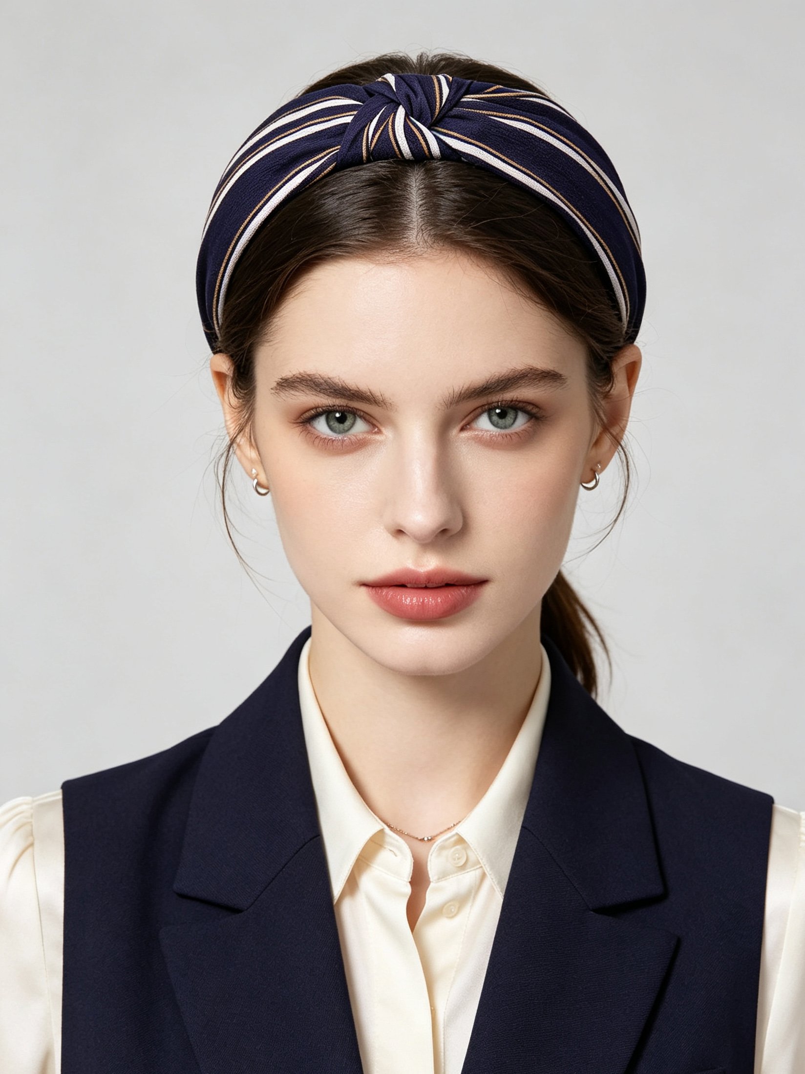 Two-tone Thin Stripe Knotted Headband