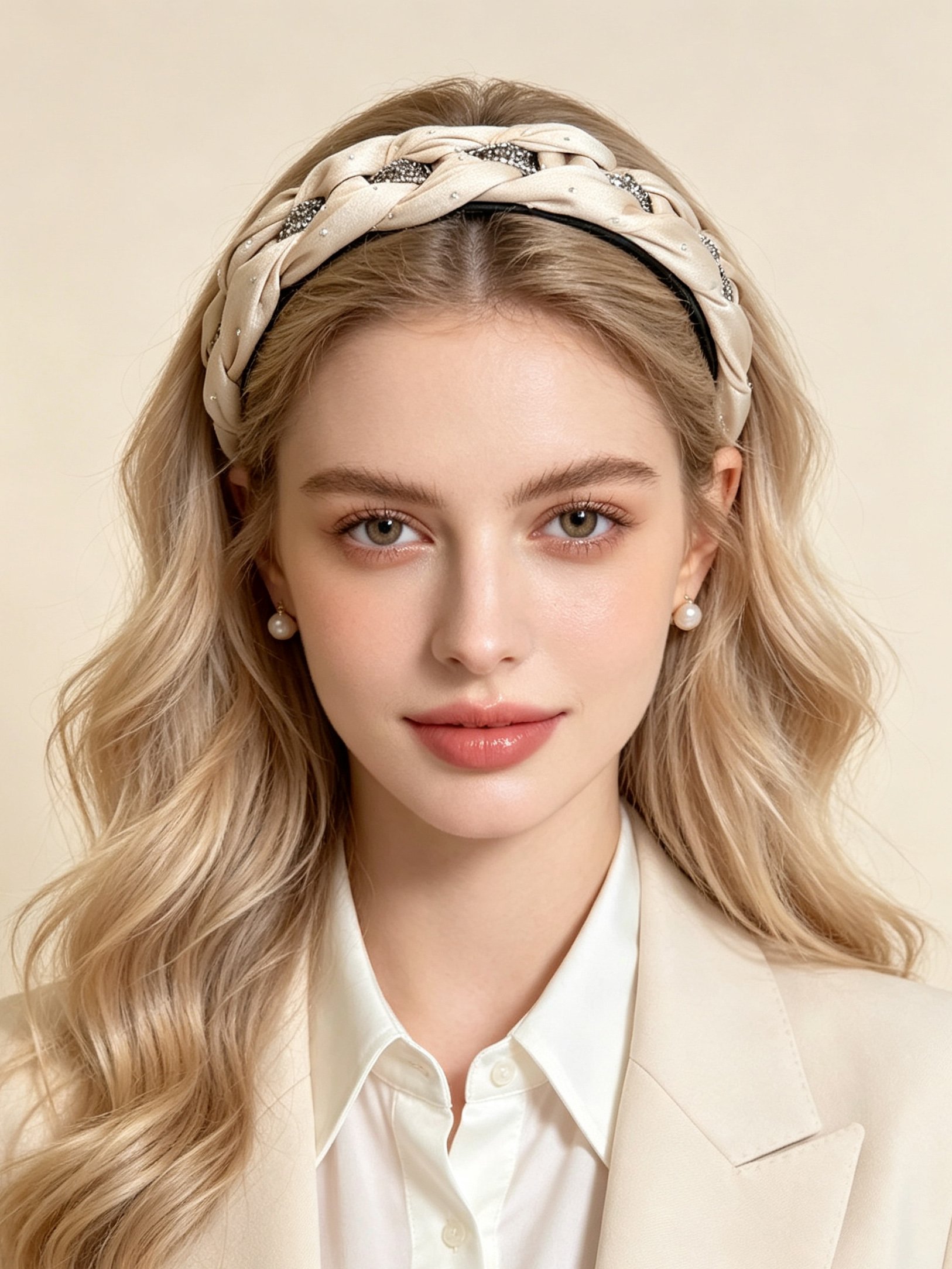 طوق شعر مجدول بالكريستال