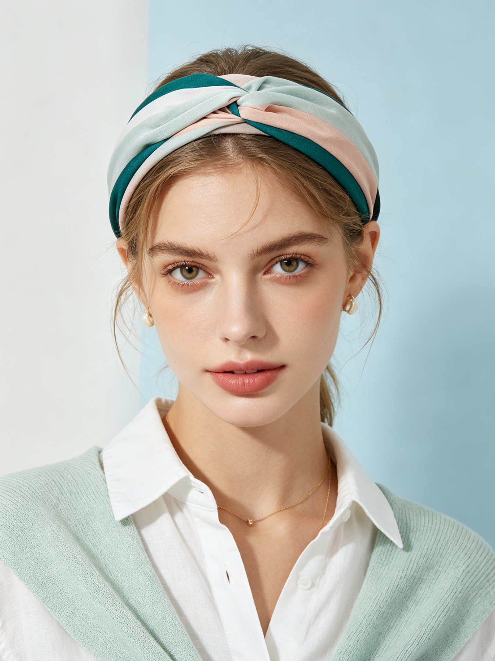 Fabric Spliced Stripe Knotted Headband