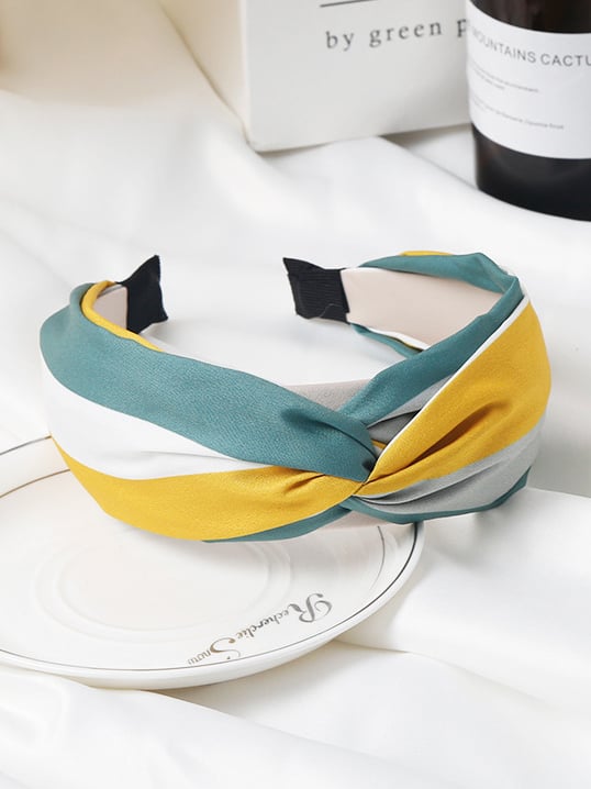 Fabric Spliced Stripe Knotted Headband