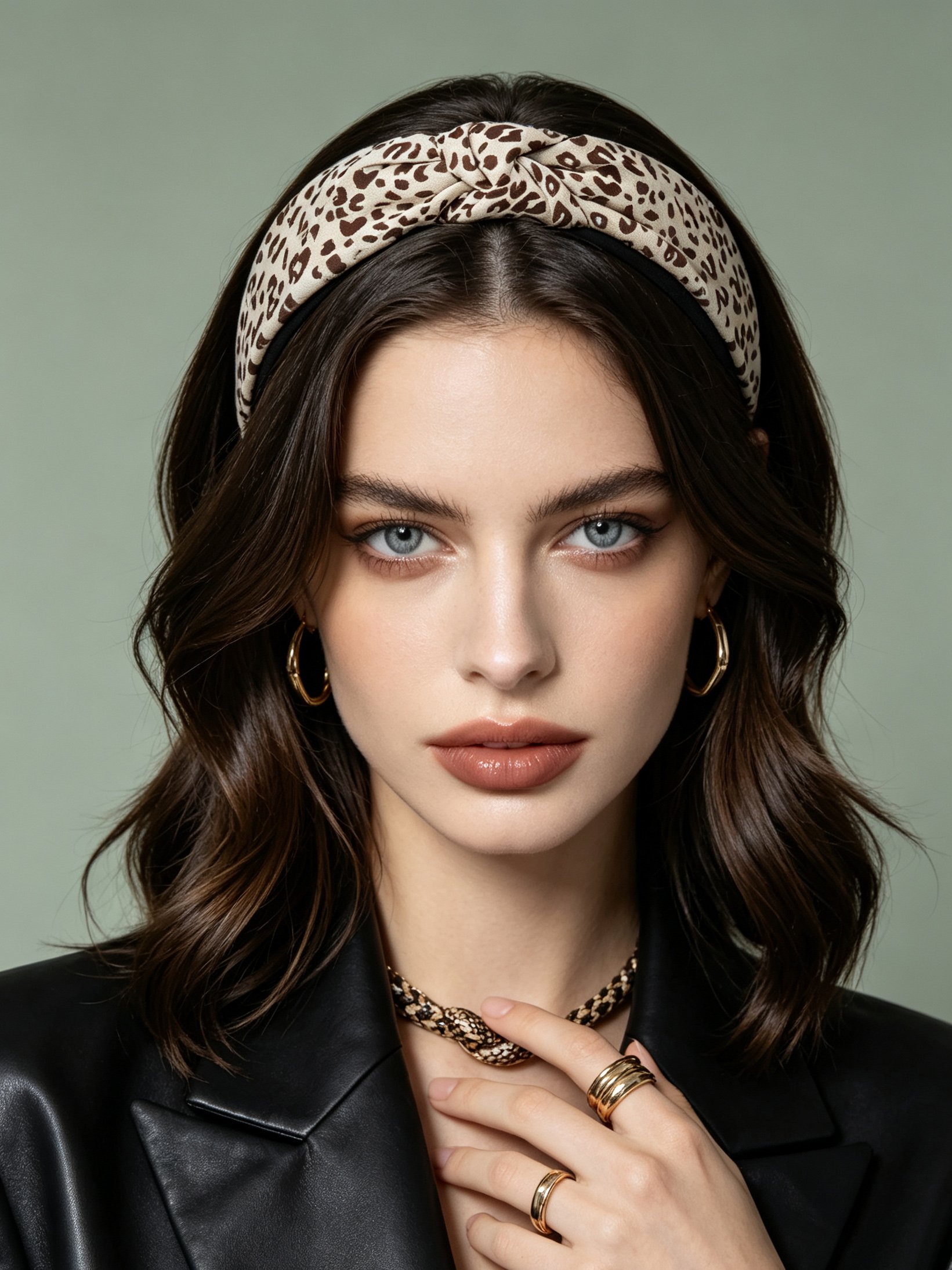 Vintage Wide Leopard Print Headband