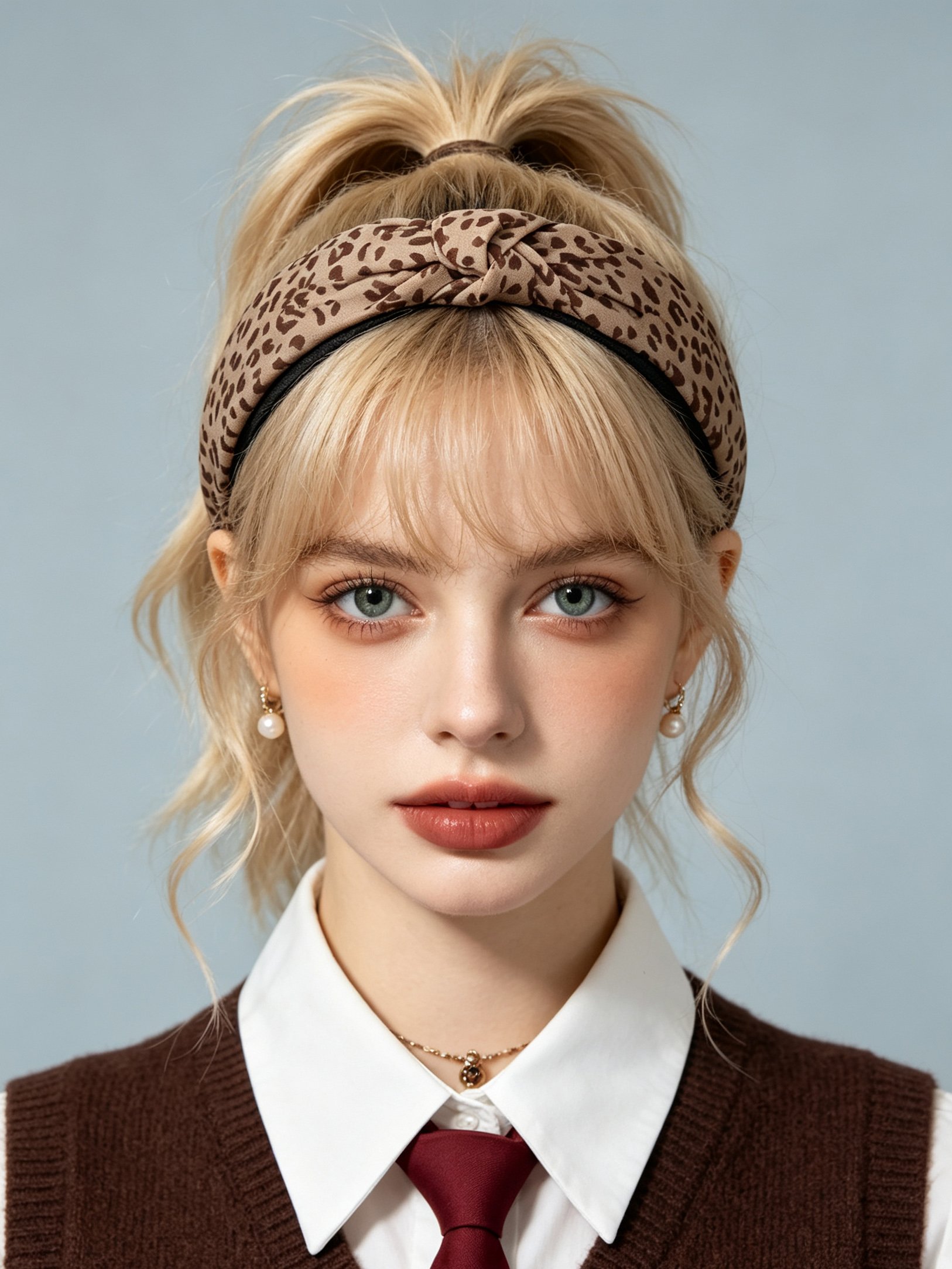 Vintage Wide Leopard Print Headband