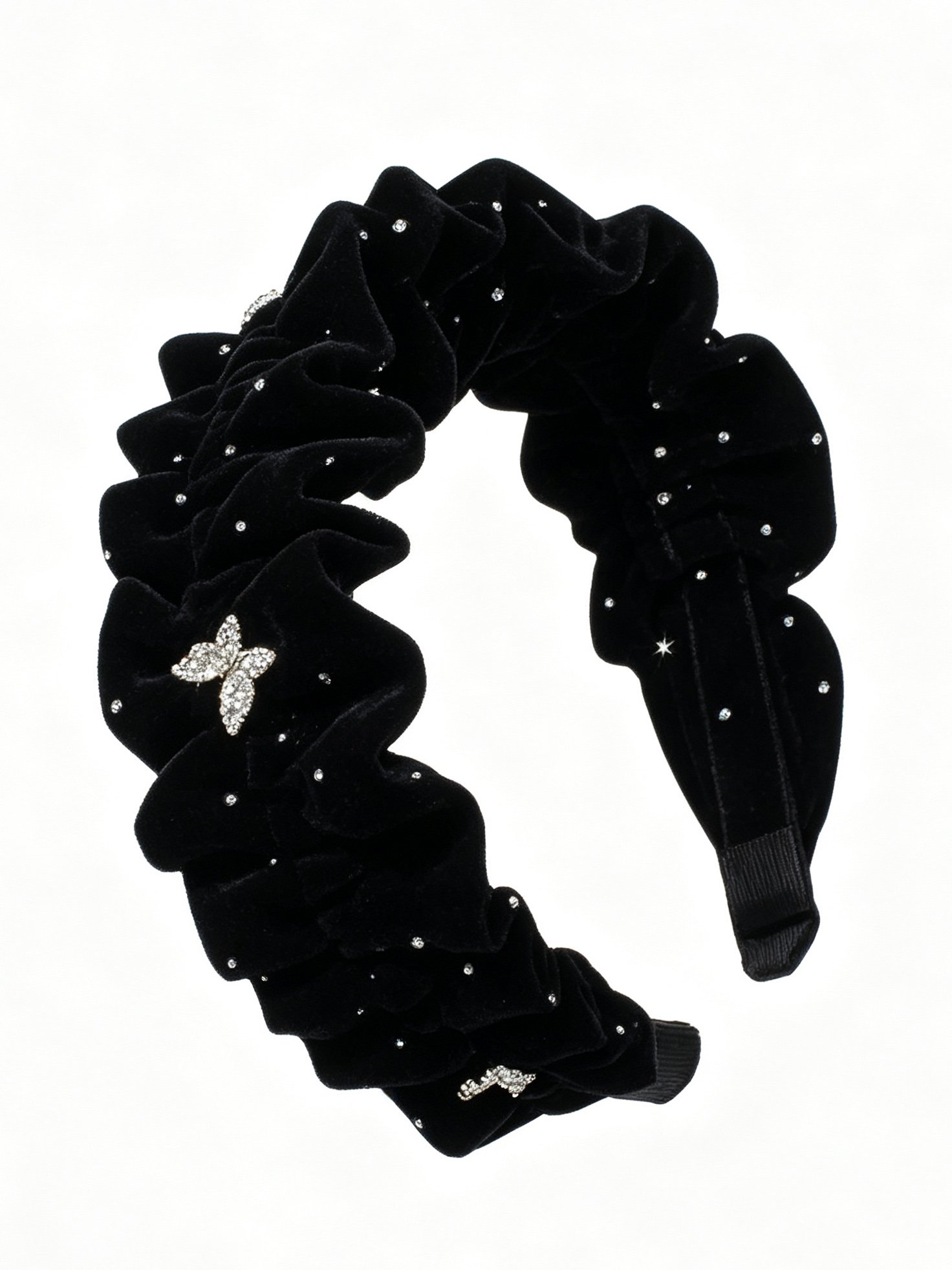 Velvet Butterfly Ruched Headband
