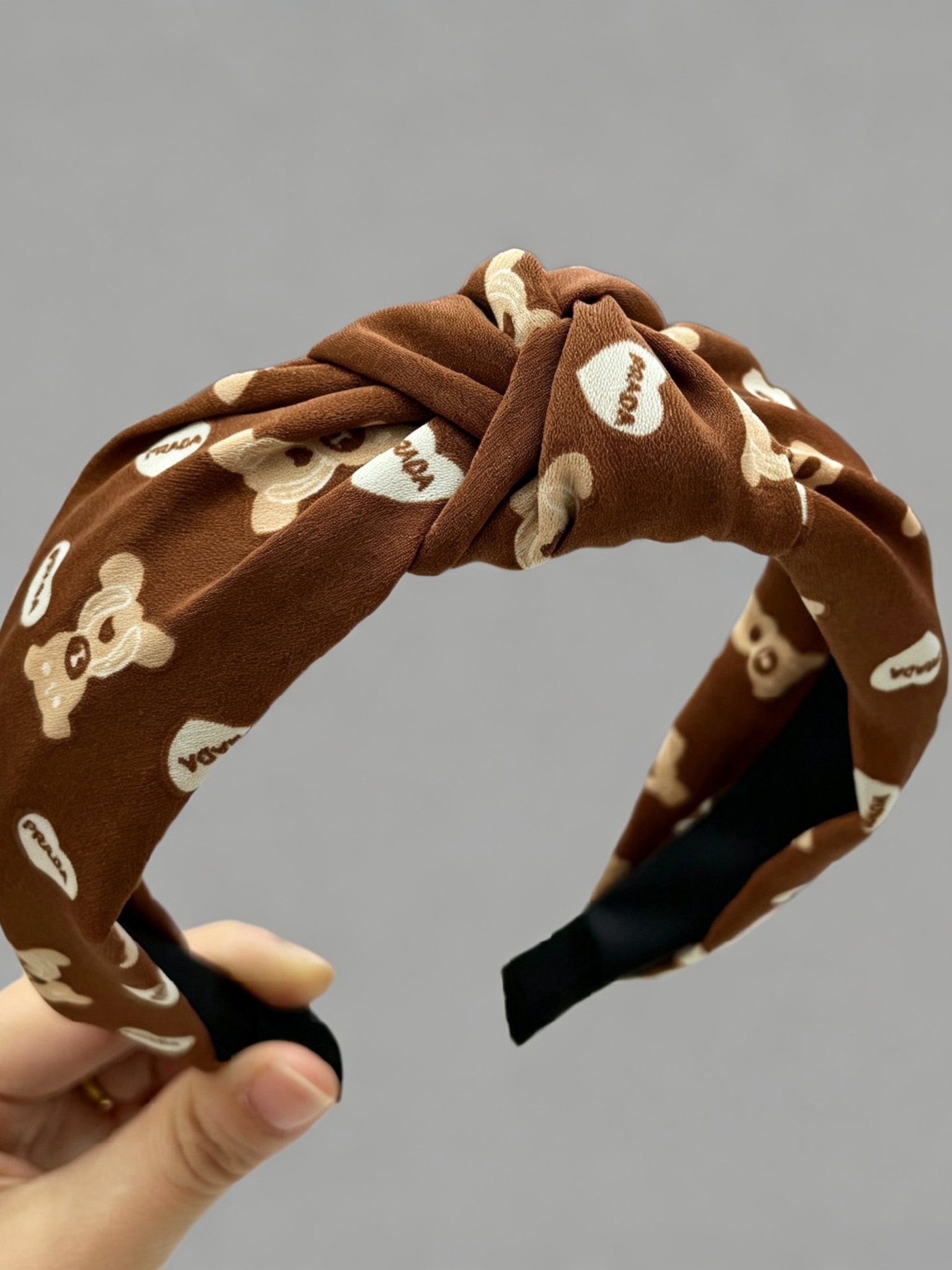 Bear Pattern Knotted Wide Headband
