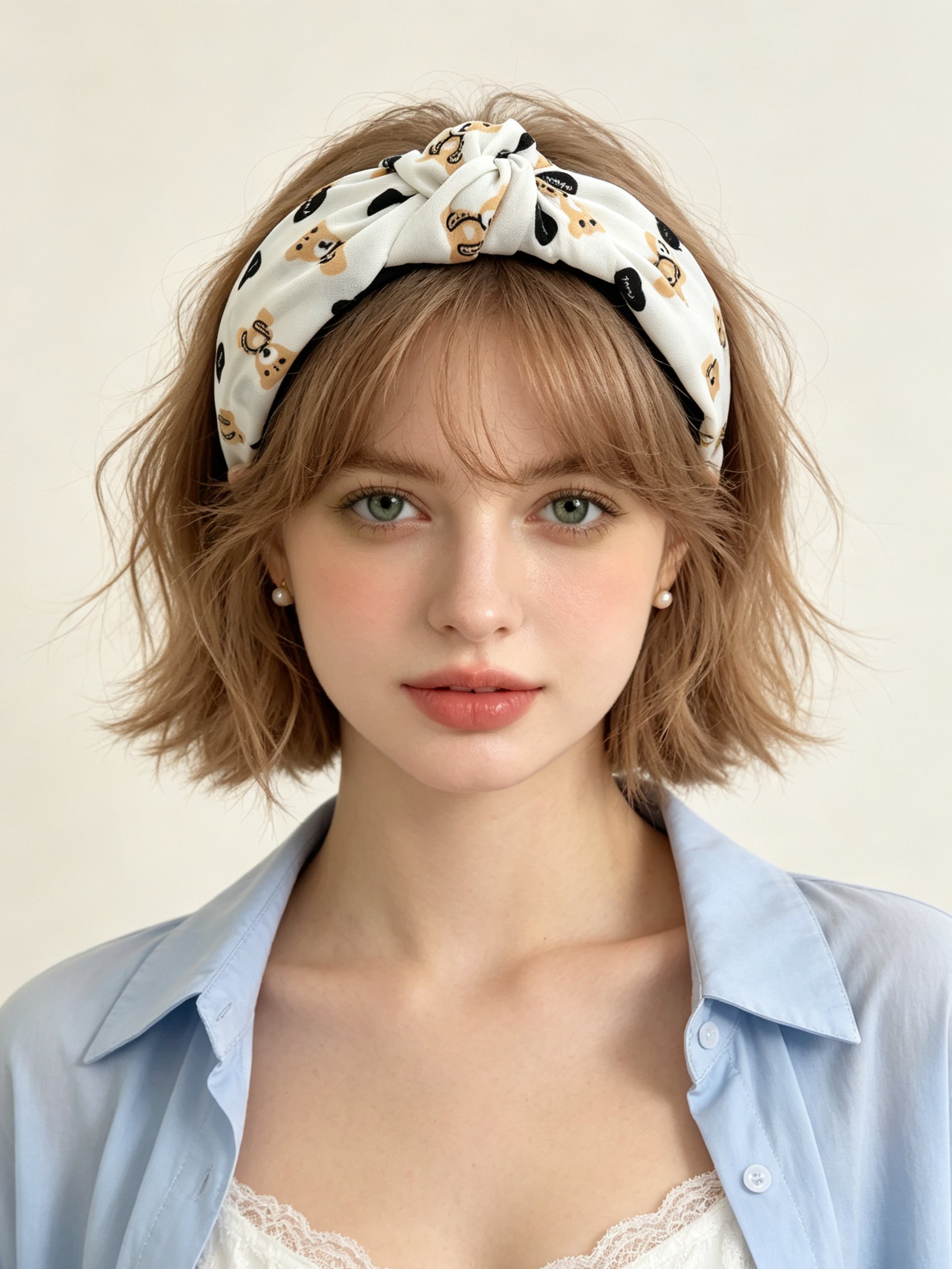 Bear Pattern Knotted Wide Headband