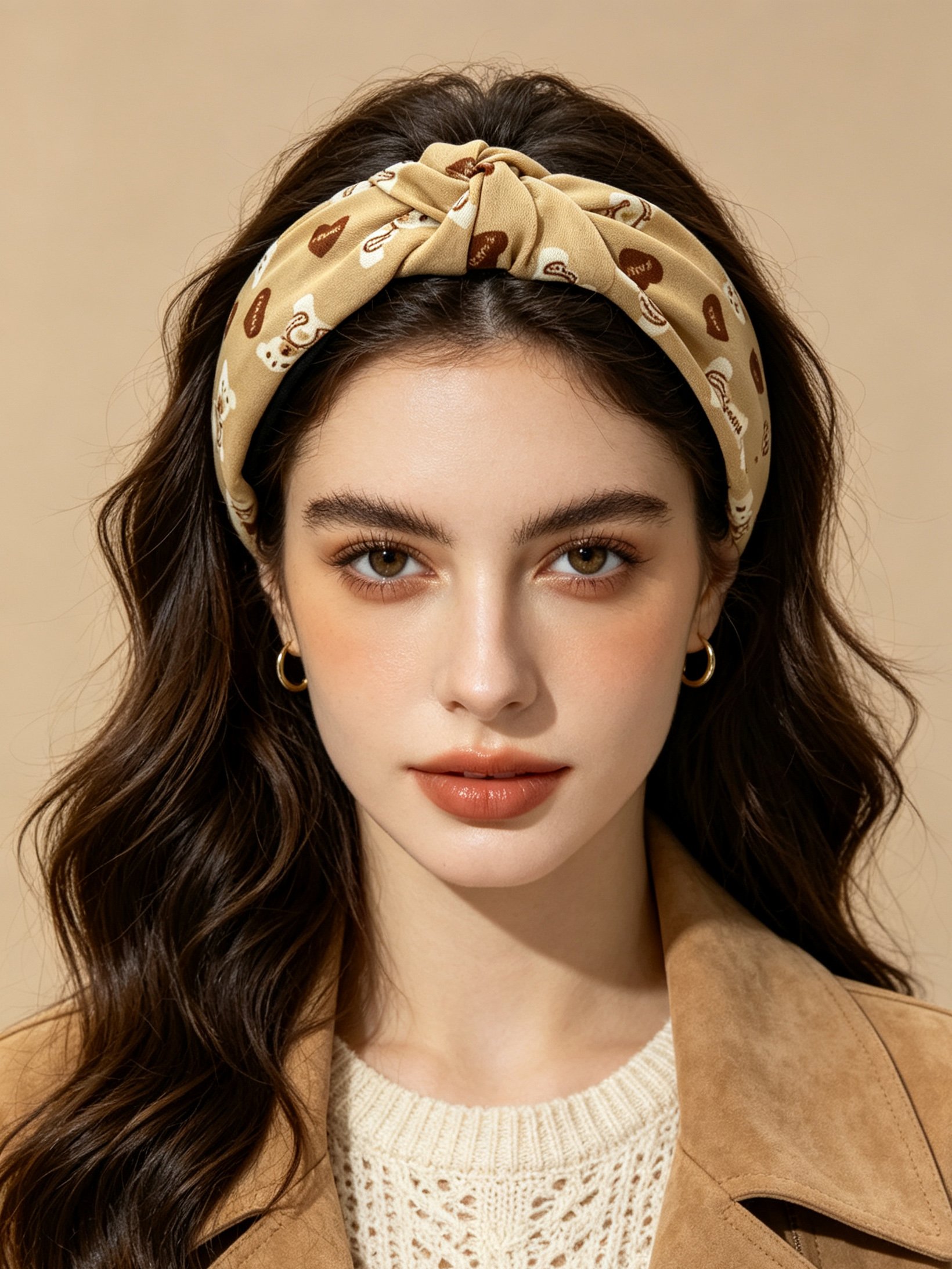 Bear Pattern Knotted Wide Headband