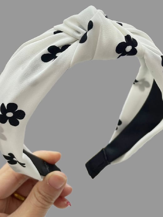 Floral Print Wide Knotted Headband