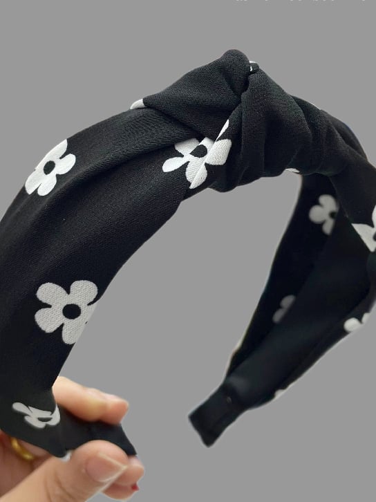 Floral Print Wide Knotted Headband