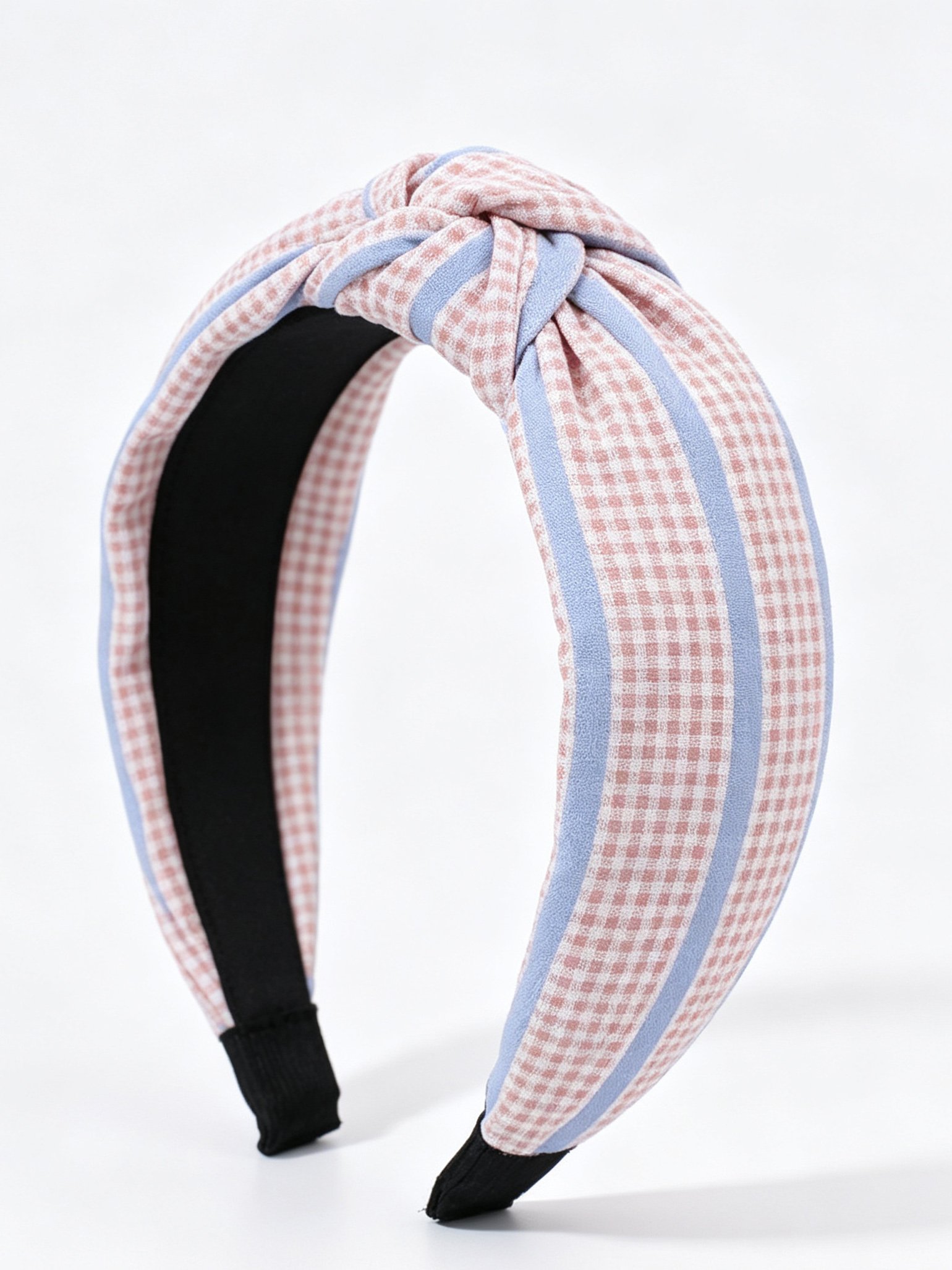 Mixed Color Check Pattern Knotted Headband