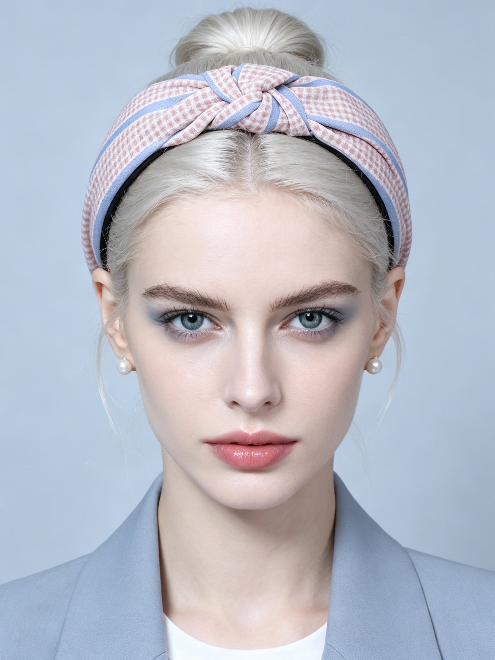 Mixed Color Check Pattern Knotted Headband