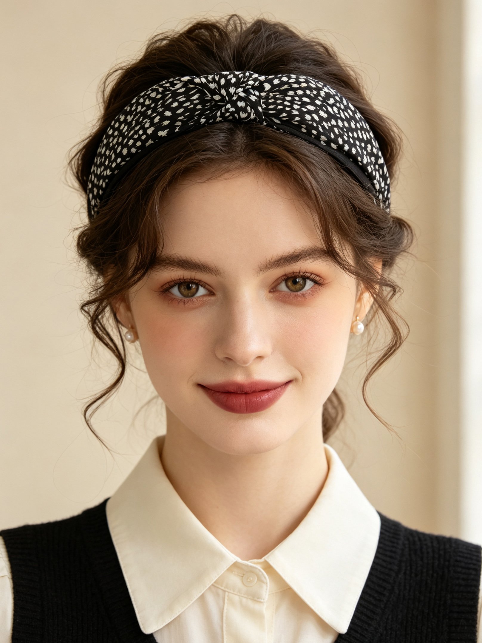 طوق شعر أسود مطبوع