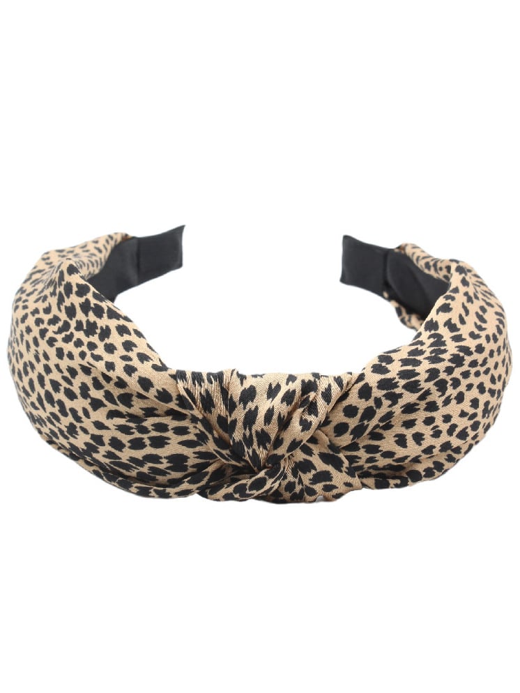 Satin Leopard Print Wide Headband