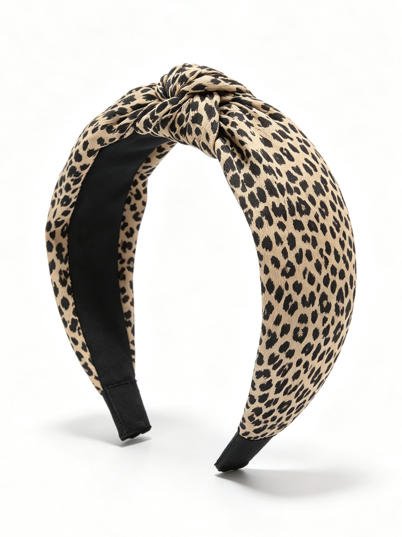Satin Leopard Print Wide Headband