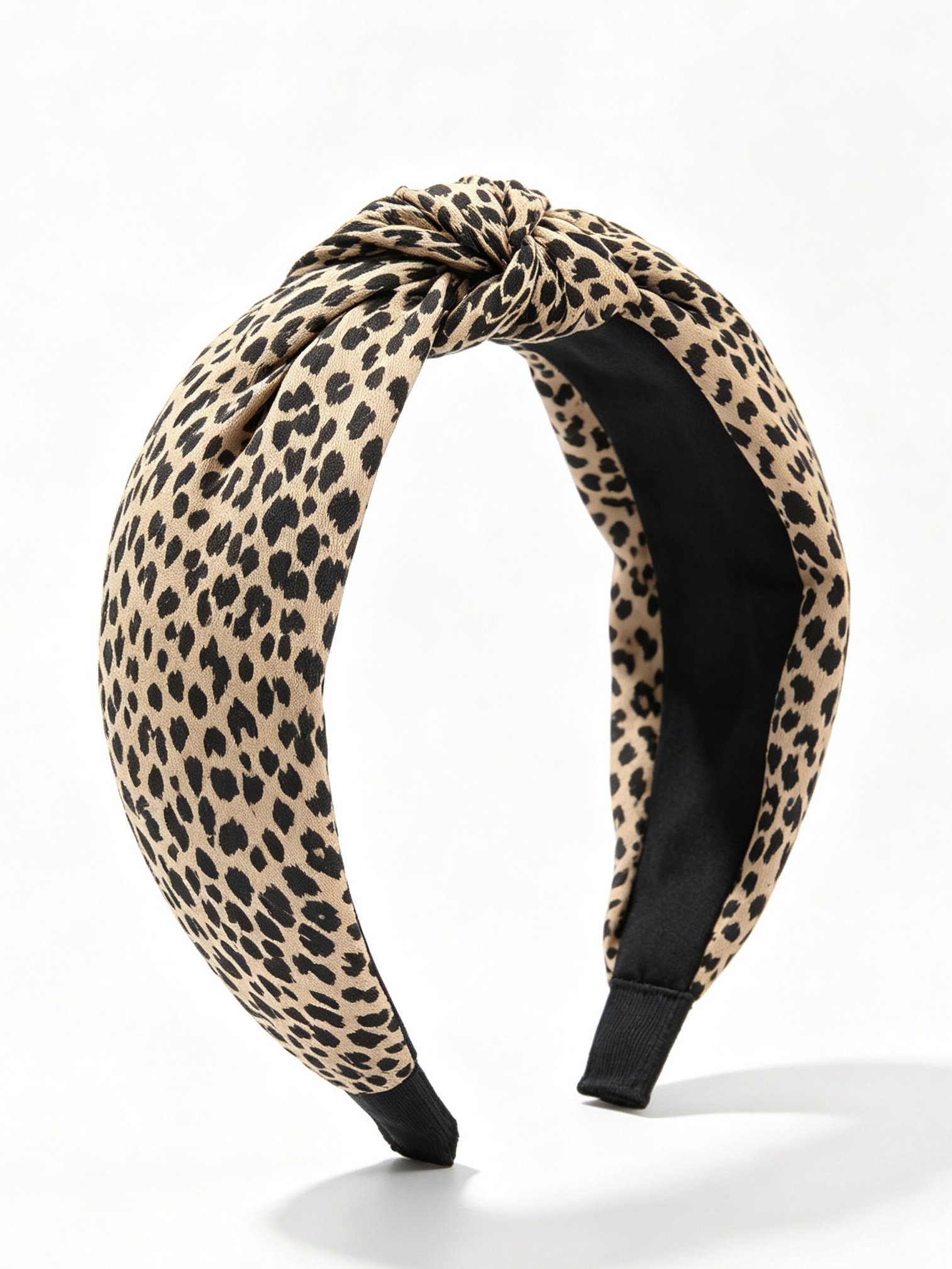 Satin Leopard Print Wide Headband