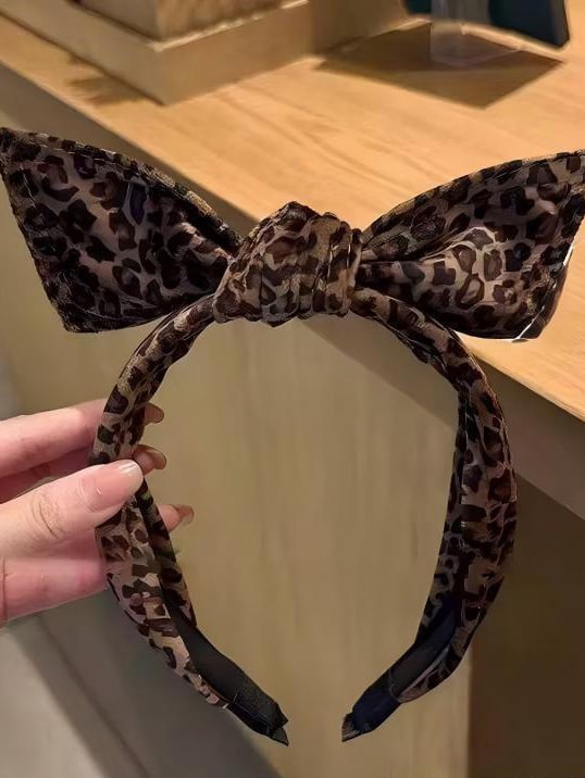 3D Bow Leopard Print Headband