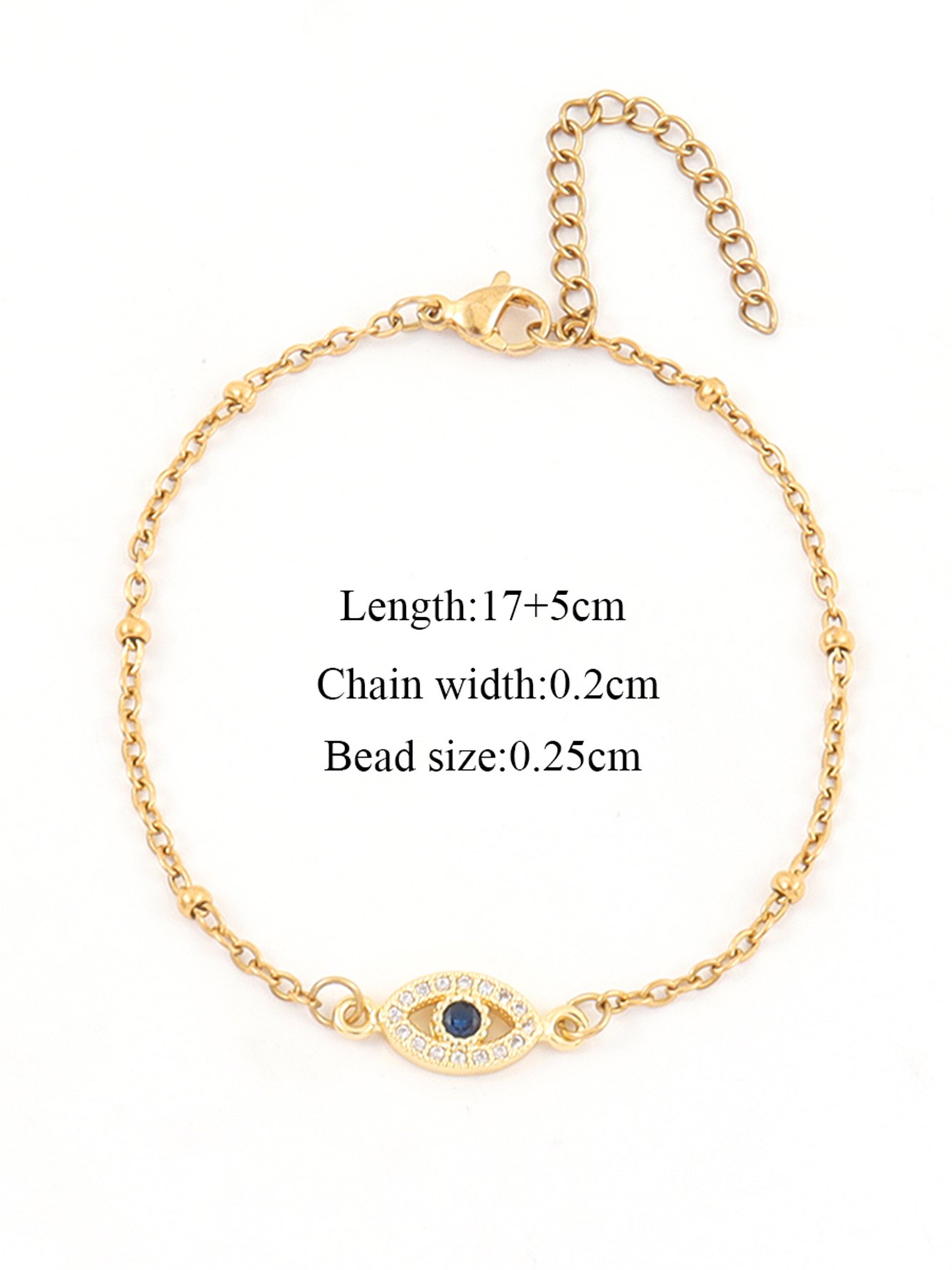 1Pcs Stainless Steel New Fashion Evil Eye Pendant Golden Chain Bracelet For Women
