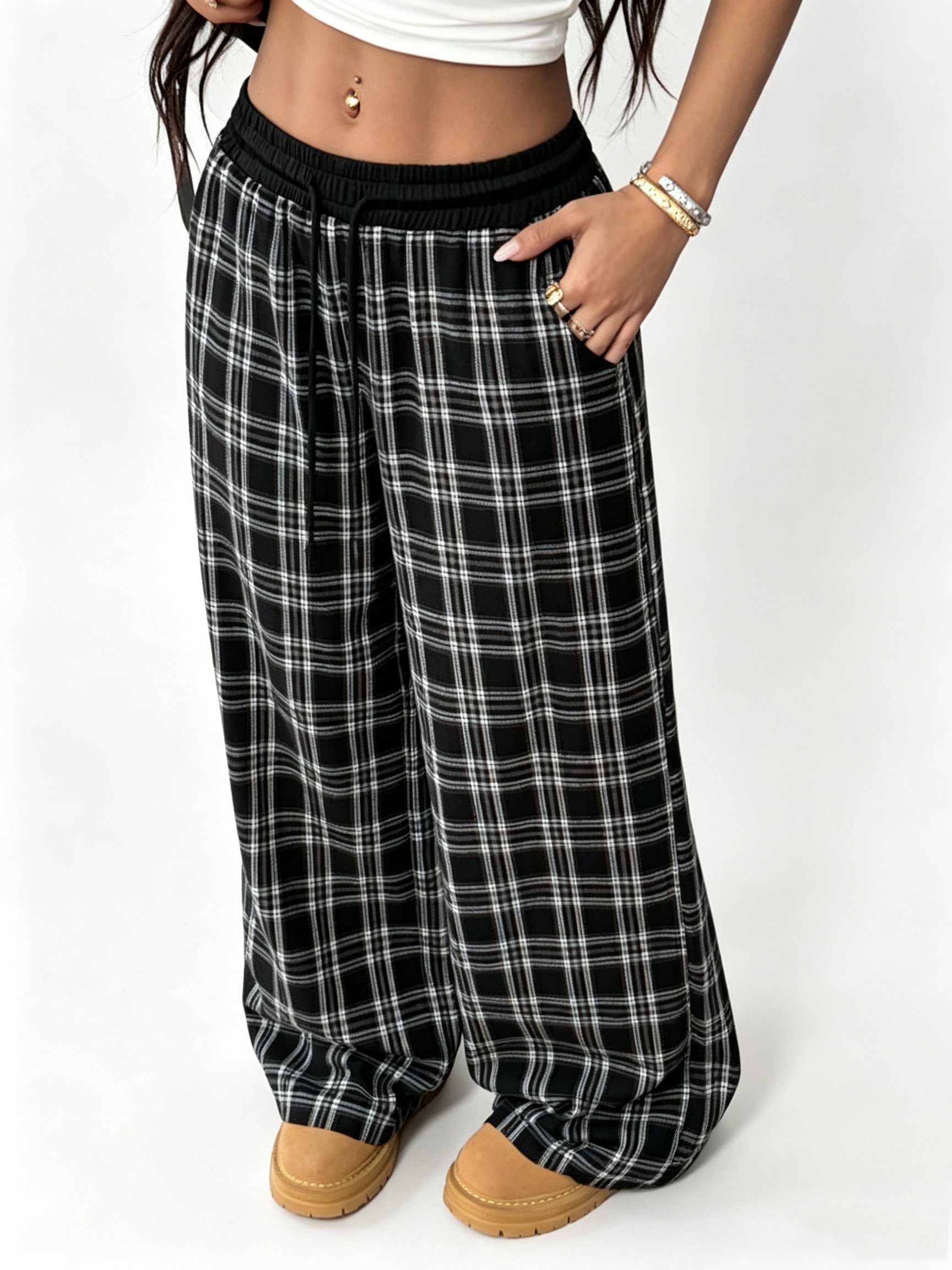Women's Plaid Full-Length Lounge Pants