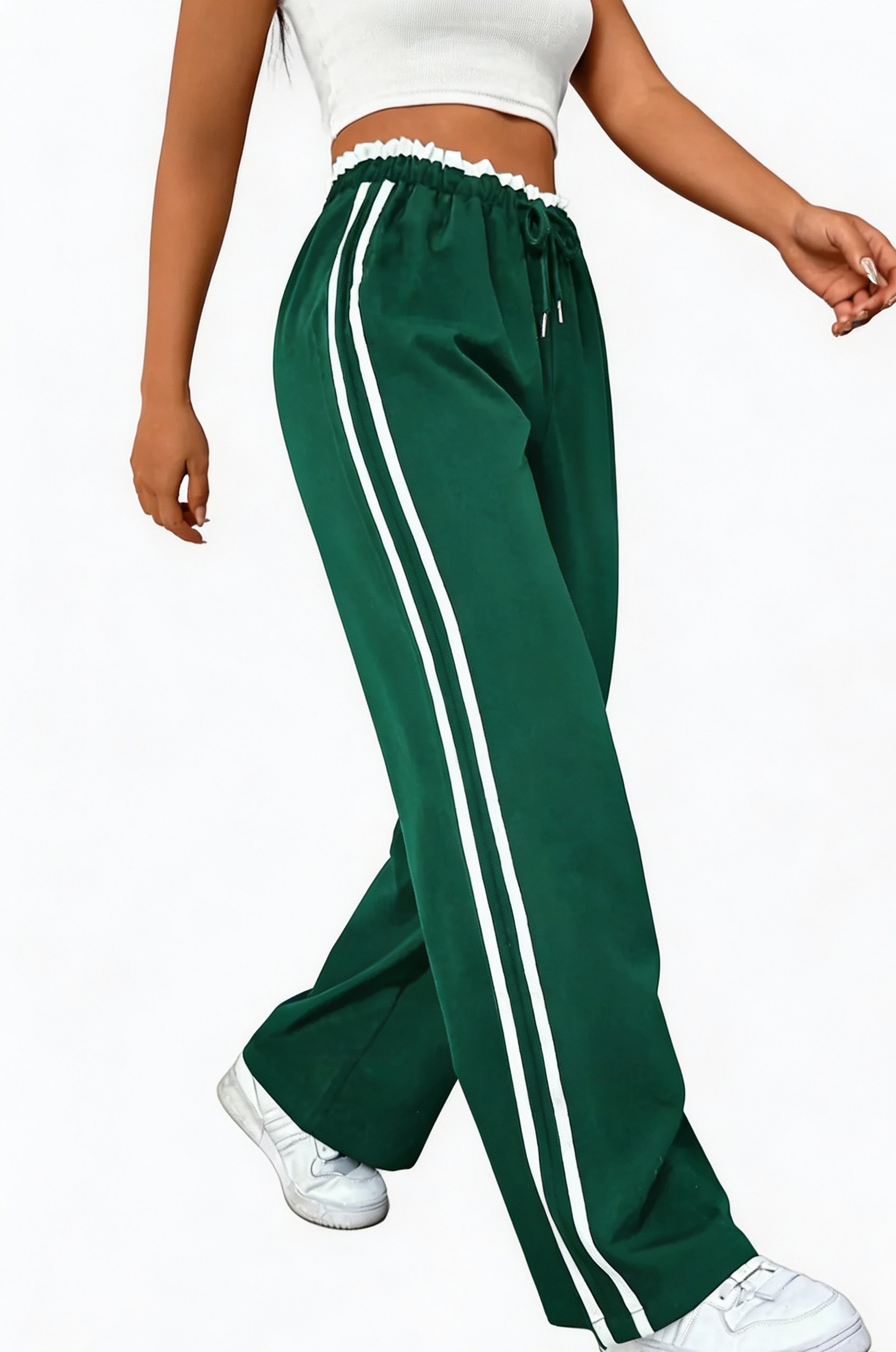 Green Color Block Pants