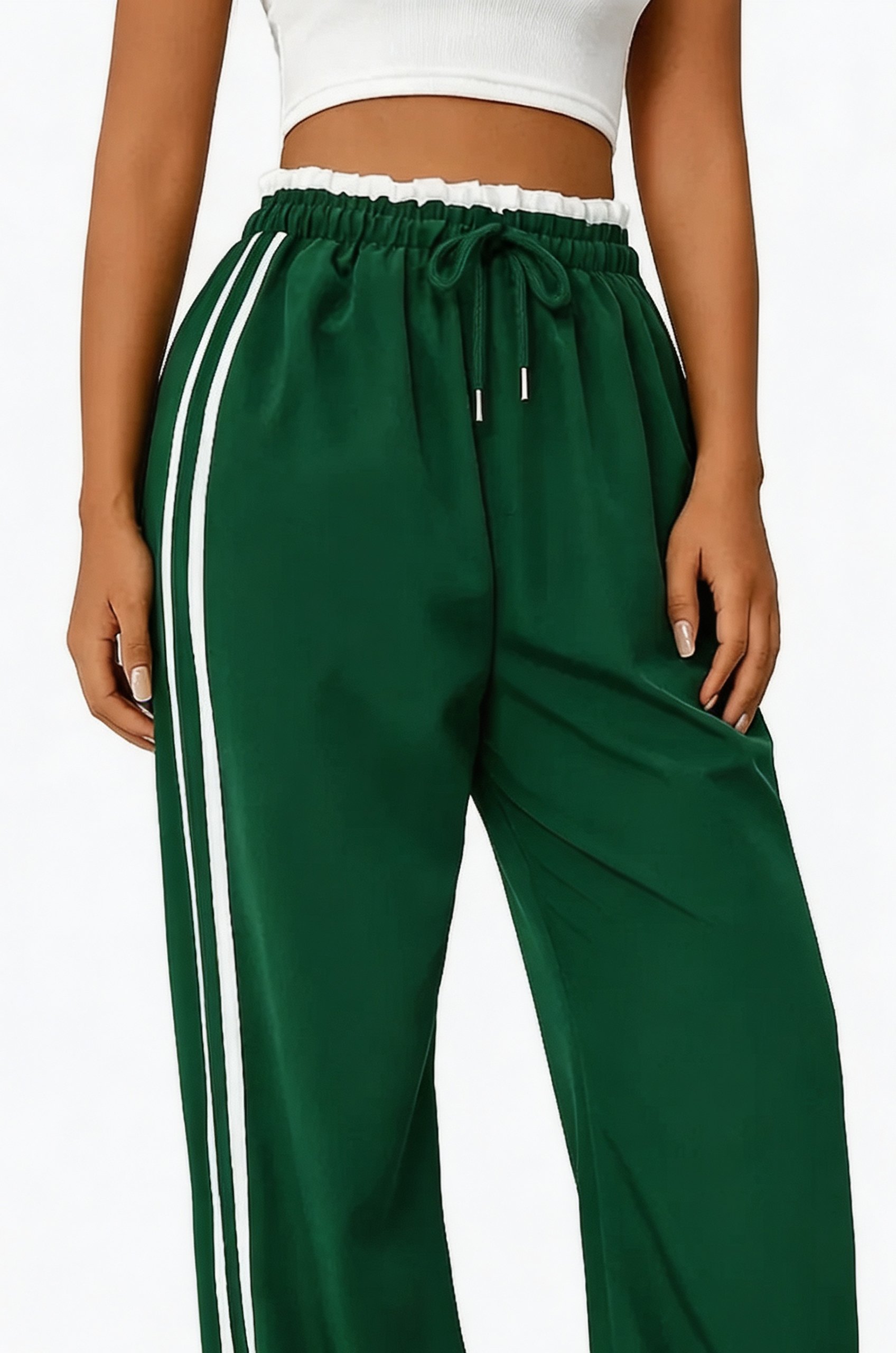 Green Color Block Pants