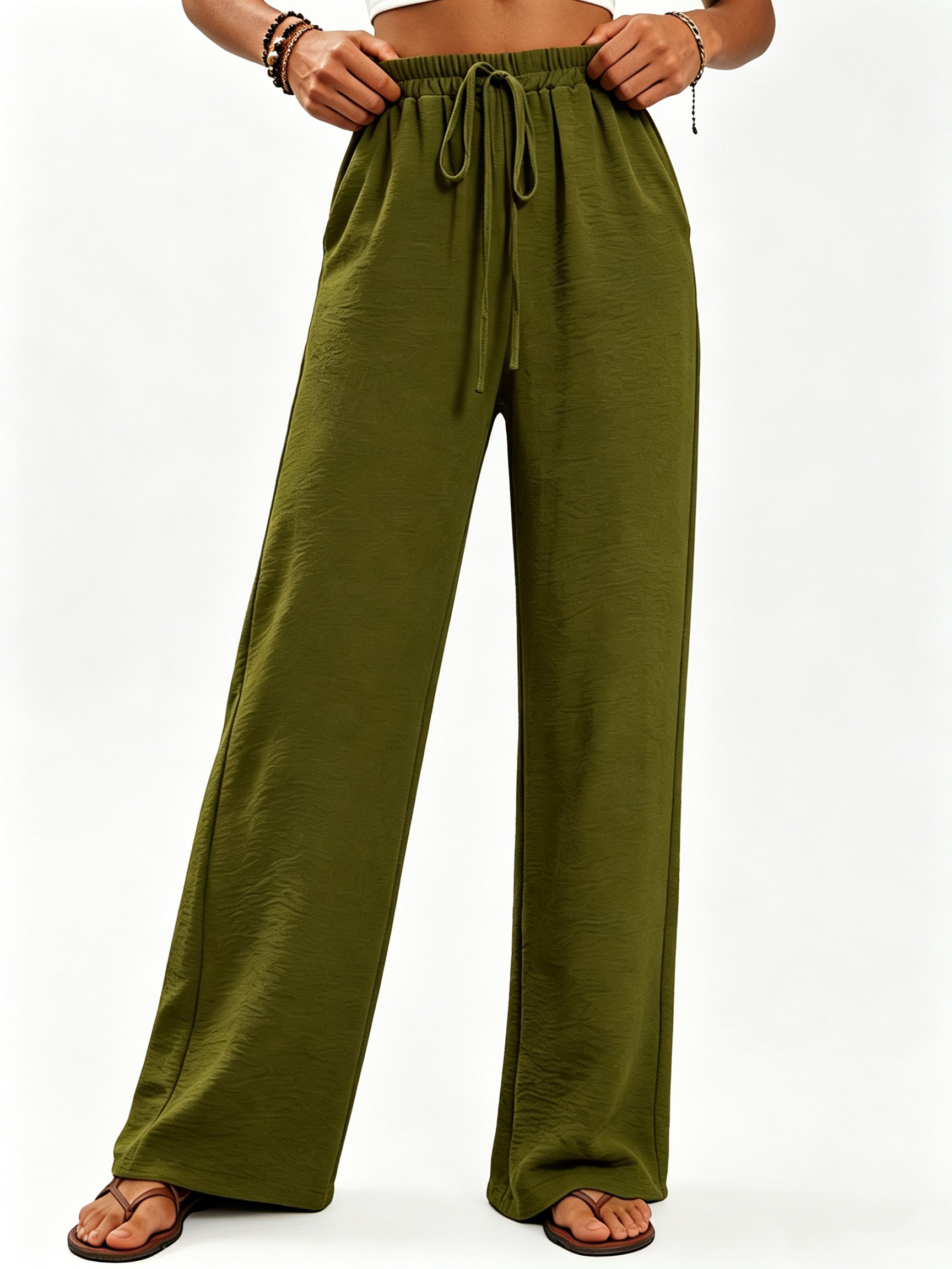 Green Solid Pants