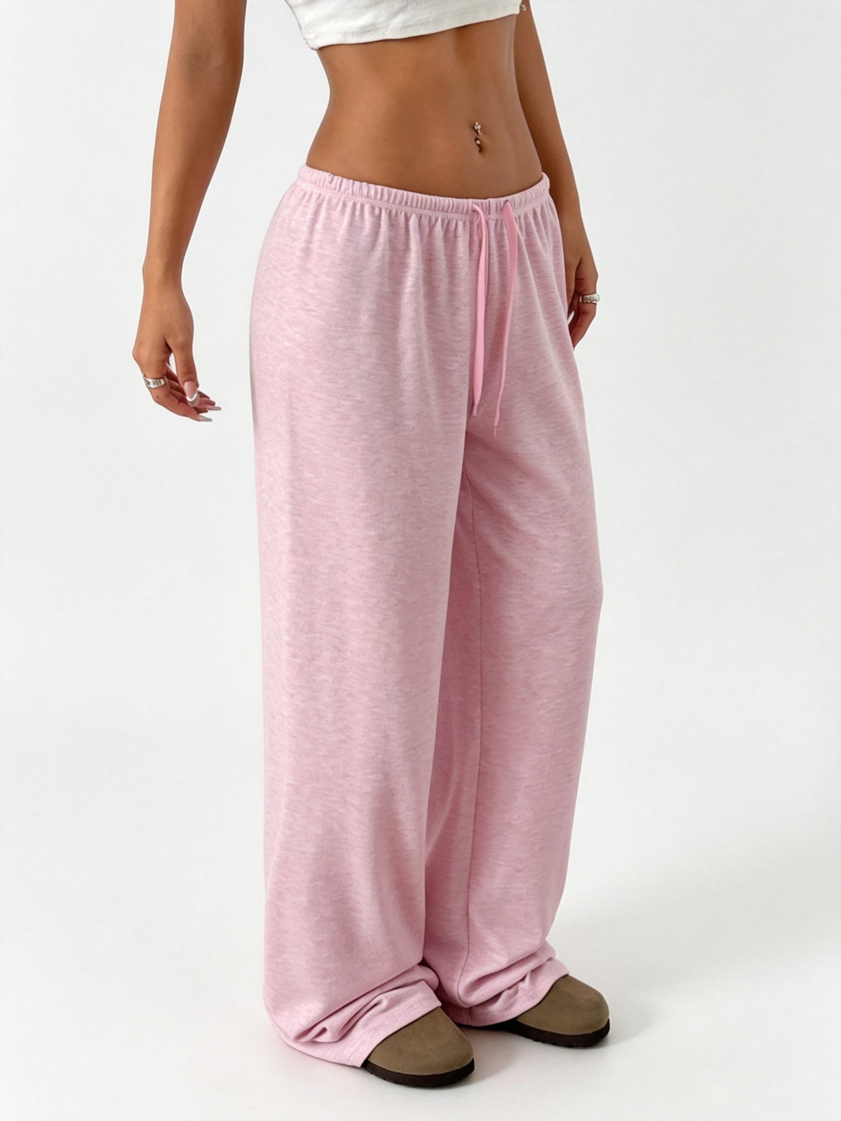 Light Pink Color Block Pajama Bottoms