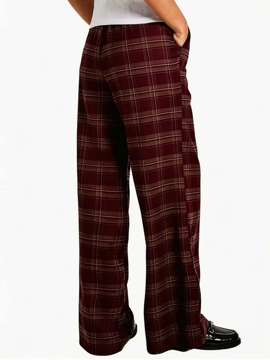 Womens Multi Plaid Relaxed Fit Lounge Pants