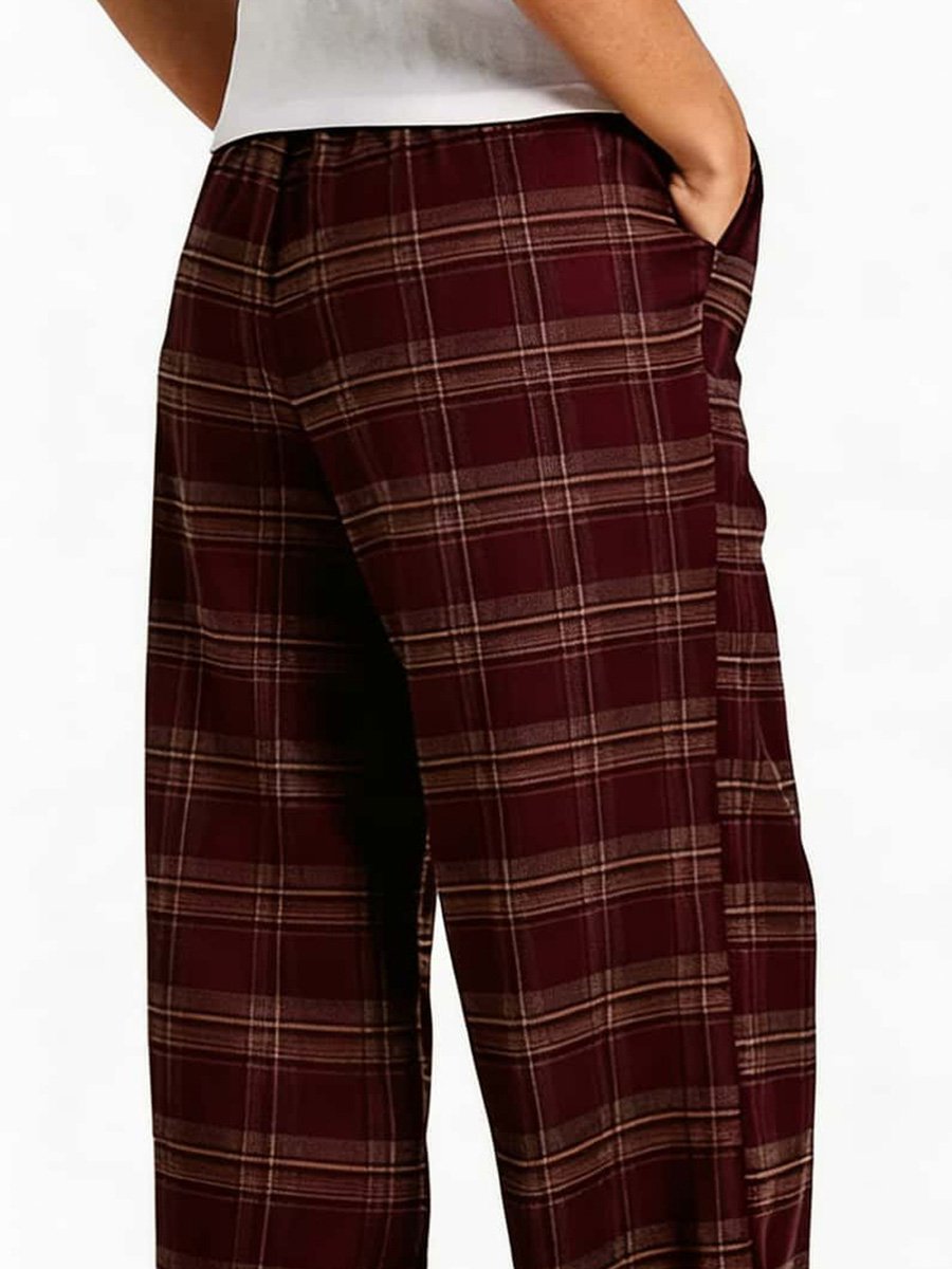 Womens Multi Plaid Relaxed Fit Lounge Pants
